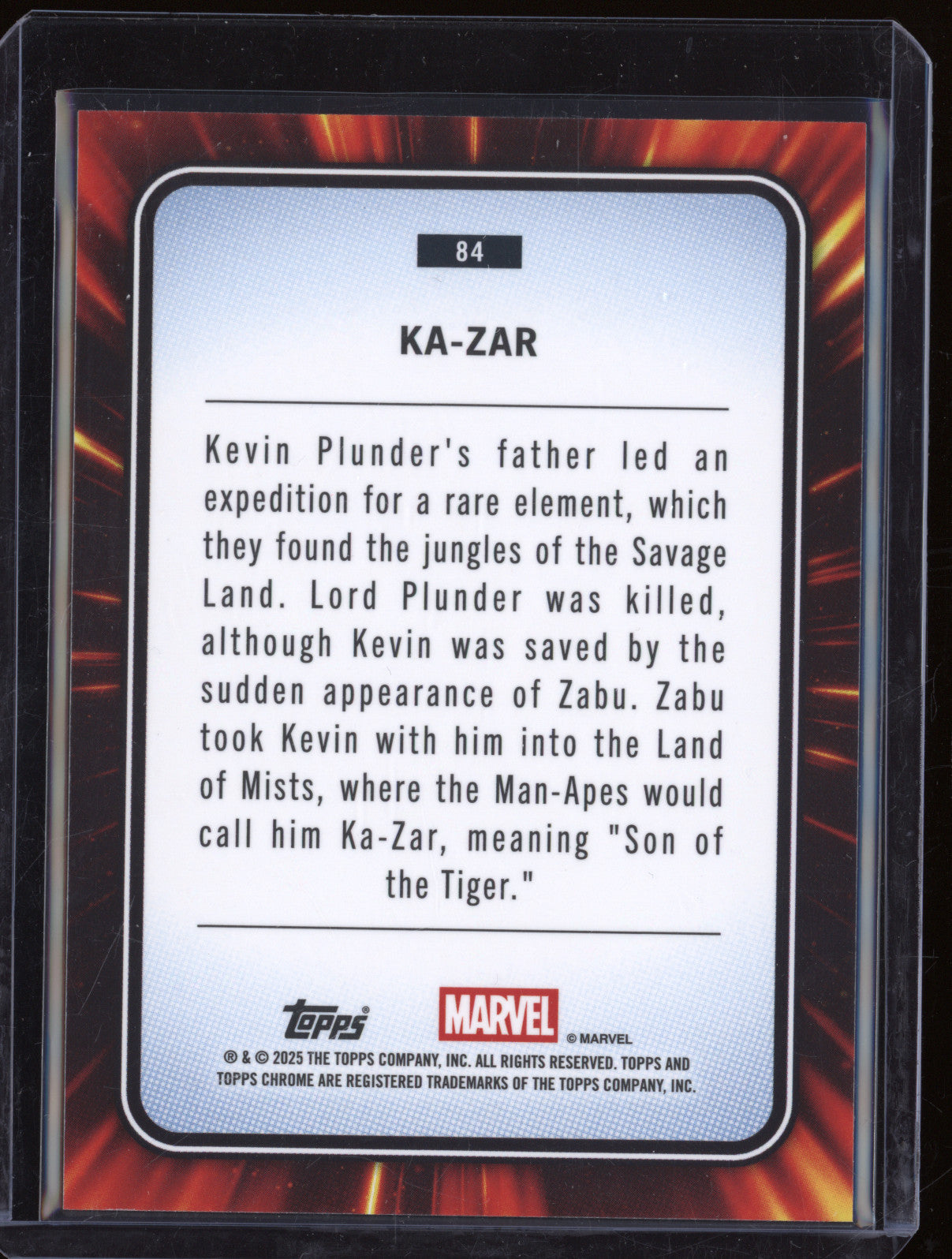 Ka-Zar 2025 Topps Chrome Marvel 84 Orange 16/75