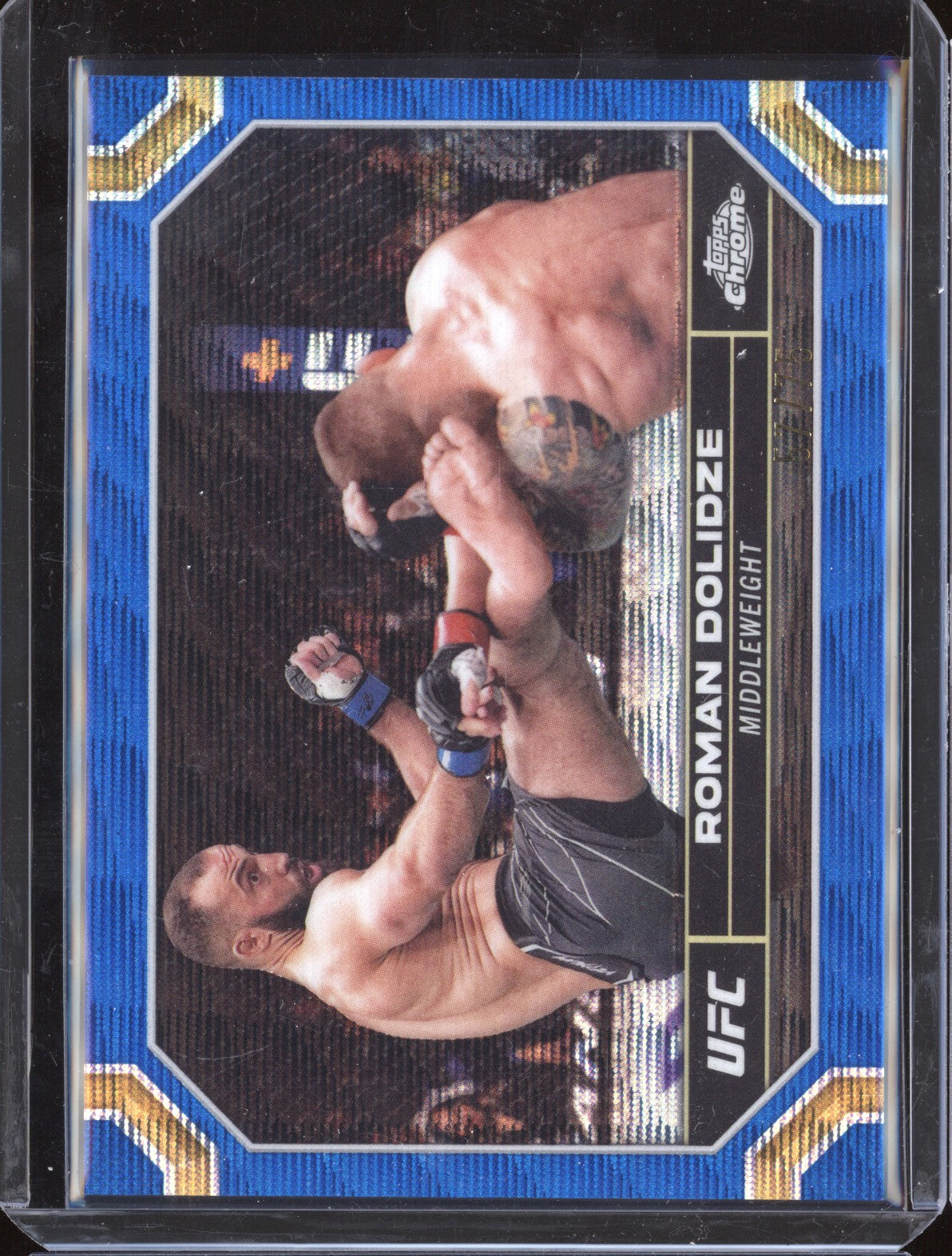 Roman Dolidze 2024 Topps Chrome UFC 167 Blue Wave Refractor 57/75