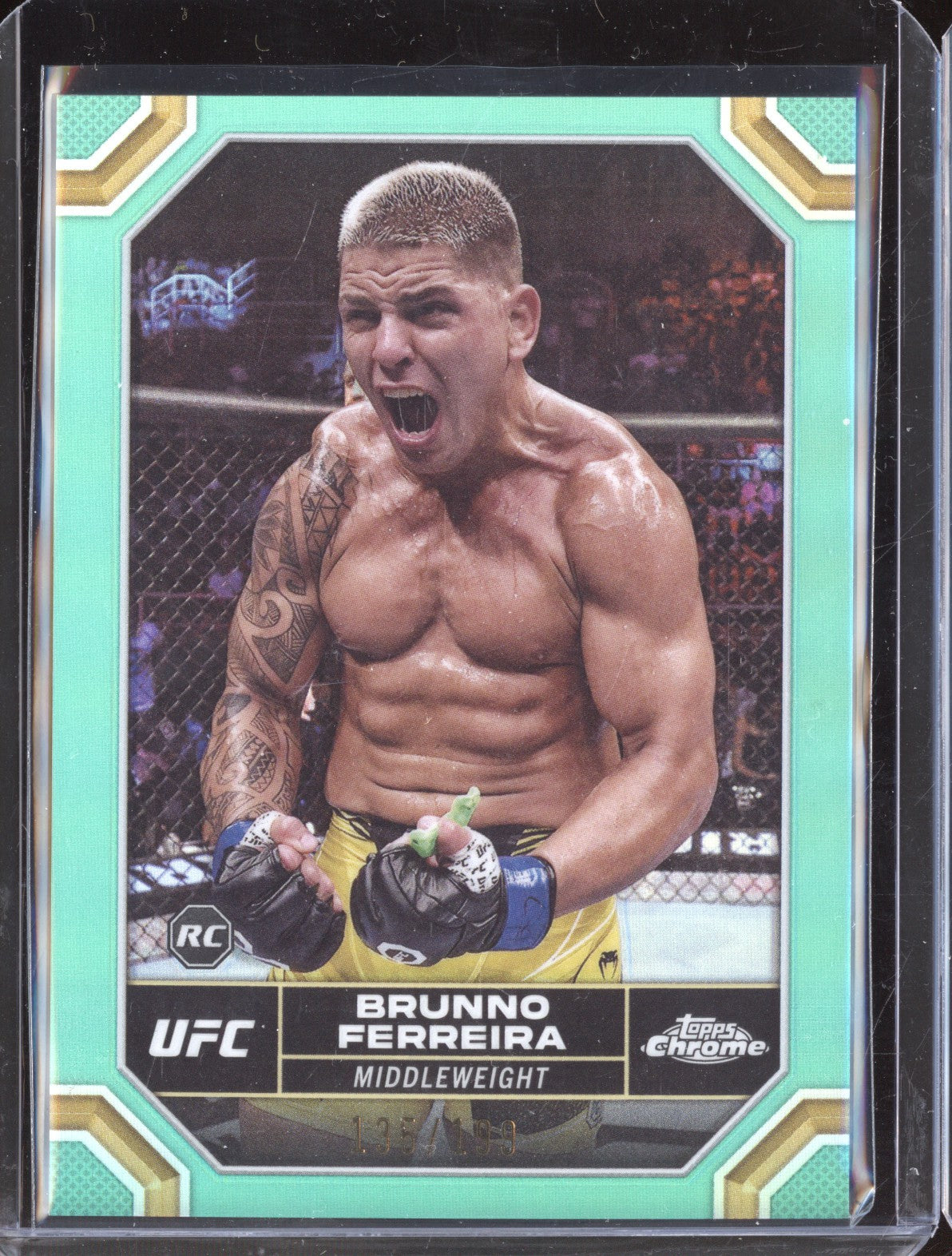 Bruno Ferreira 2024 Topps Chrome UFC 3 Aqua Refractor RC 135/199