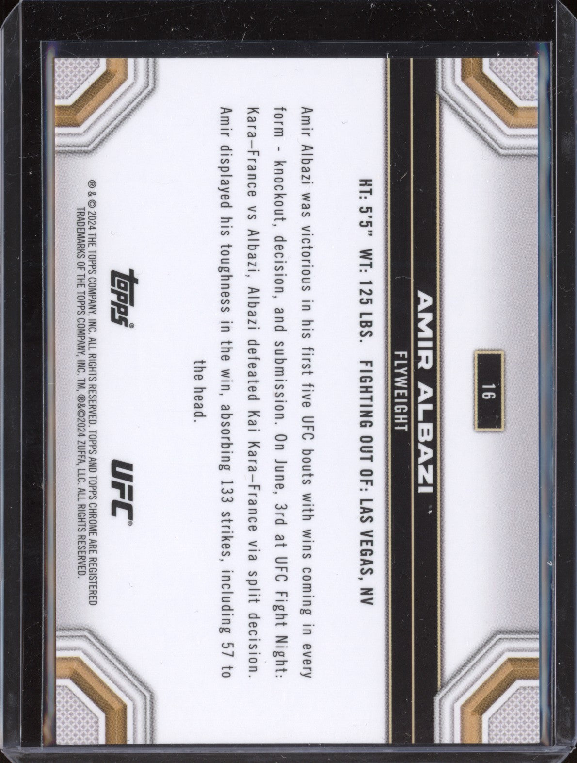 Amir Albazi 2024 Topps Chrome UFC 16 Speckle Refractor 42/299