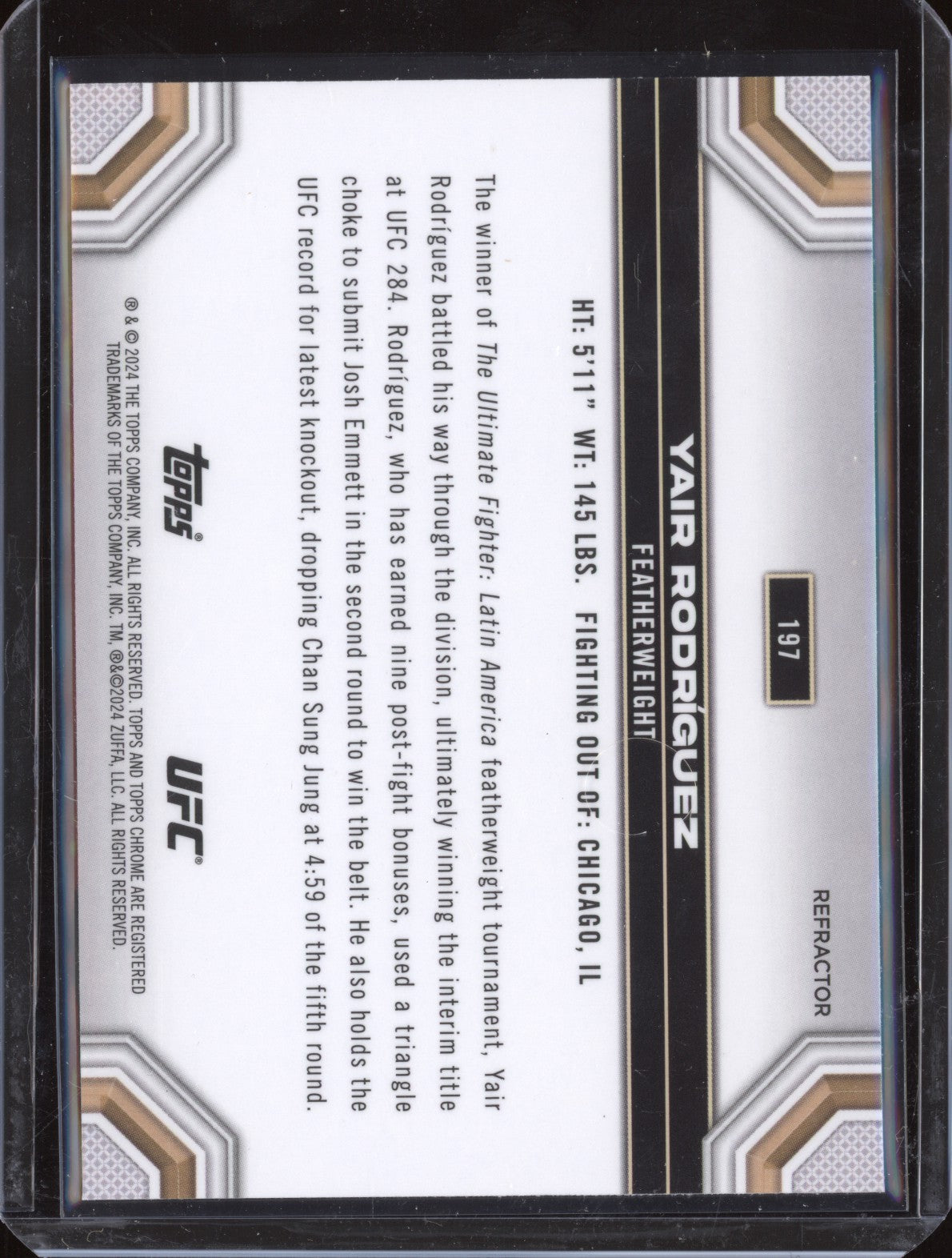 Yair Rodriguez 2024 Topps Chrome UFC 197 Refractor