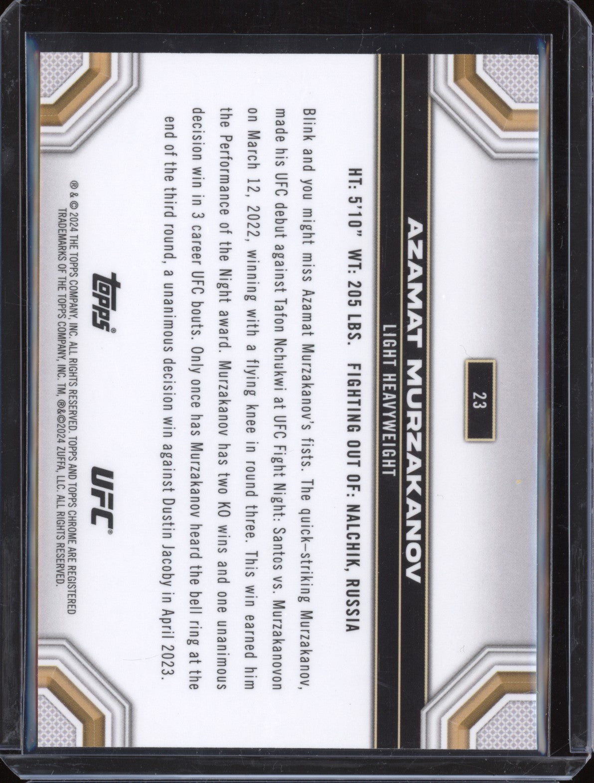 Azamat Murzakanov 2024 Topps Chrome UFC 23 Negative Refractor