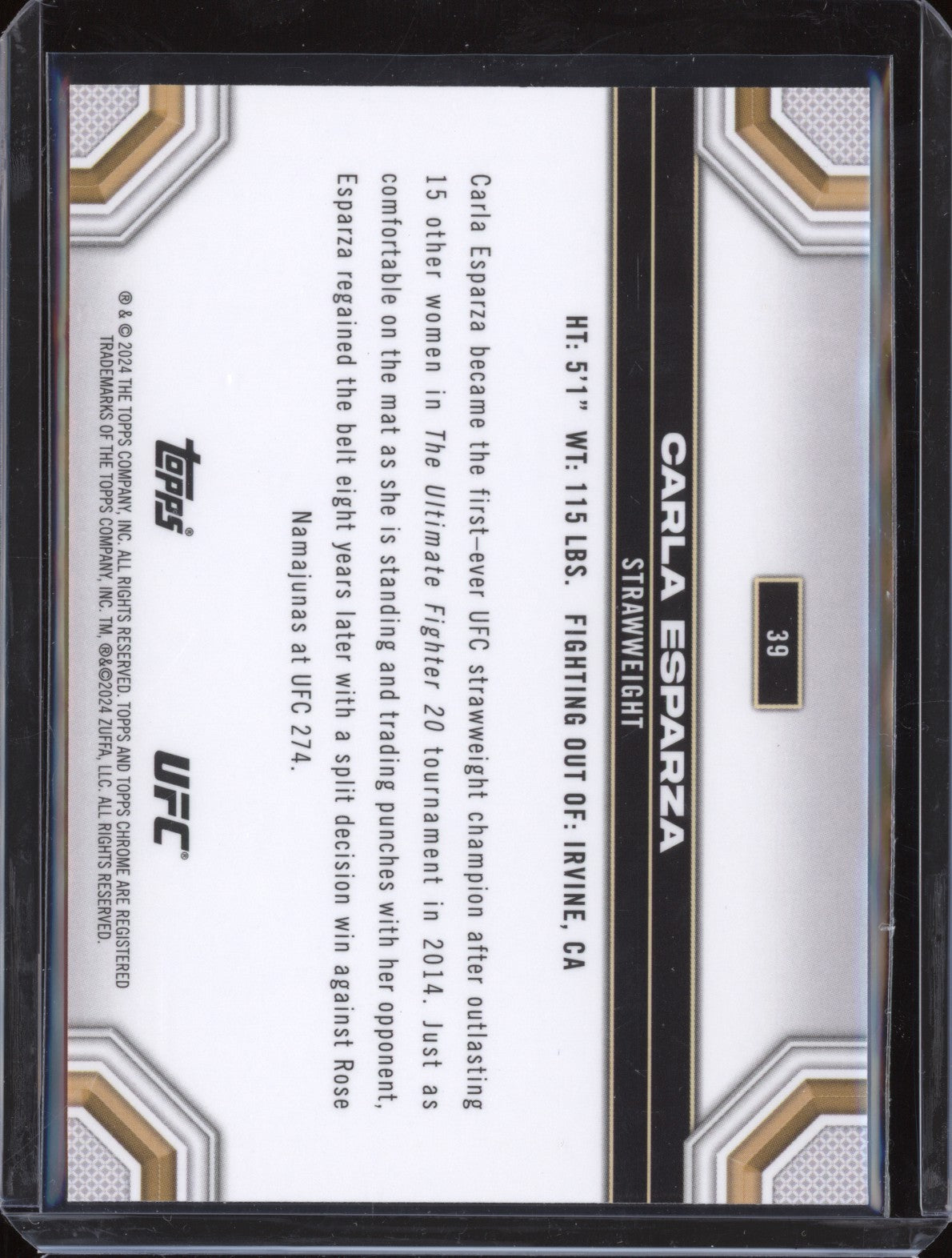 Carla Esparza 2024 Topps Chrome UFC 39 Negative Refractor