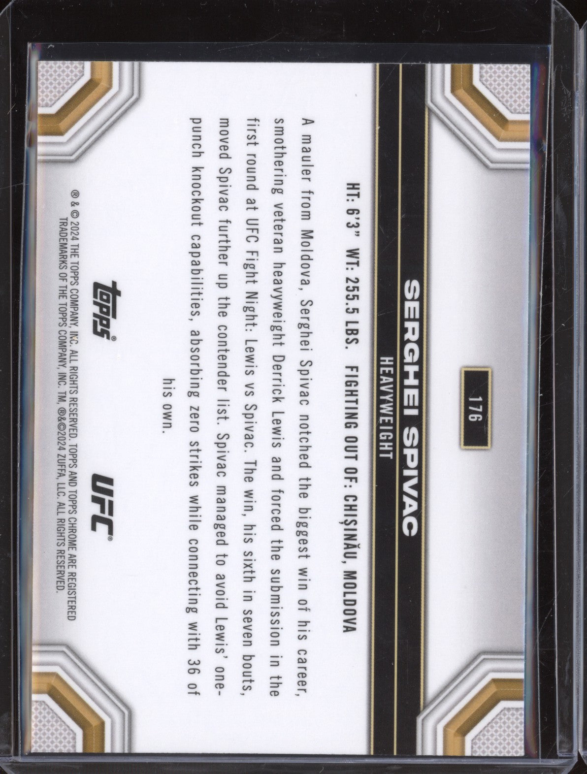 Serghei Spivac 2024 Topps Chrome UFC 176 Negative Refractor