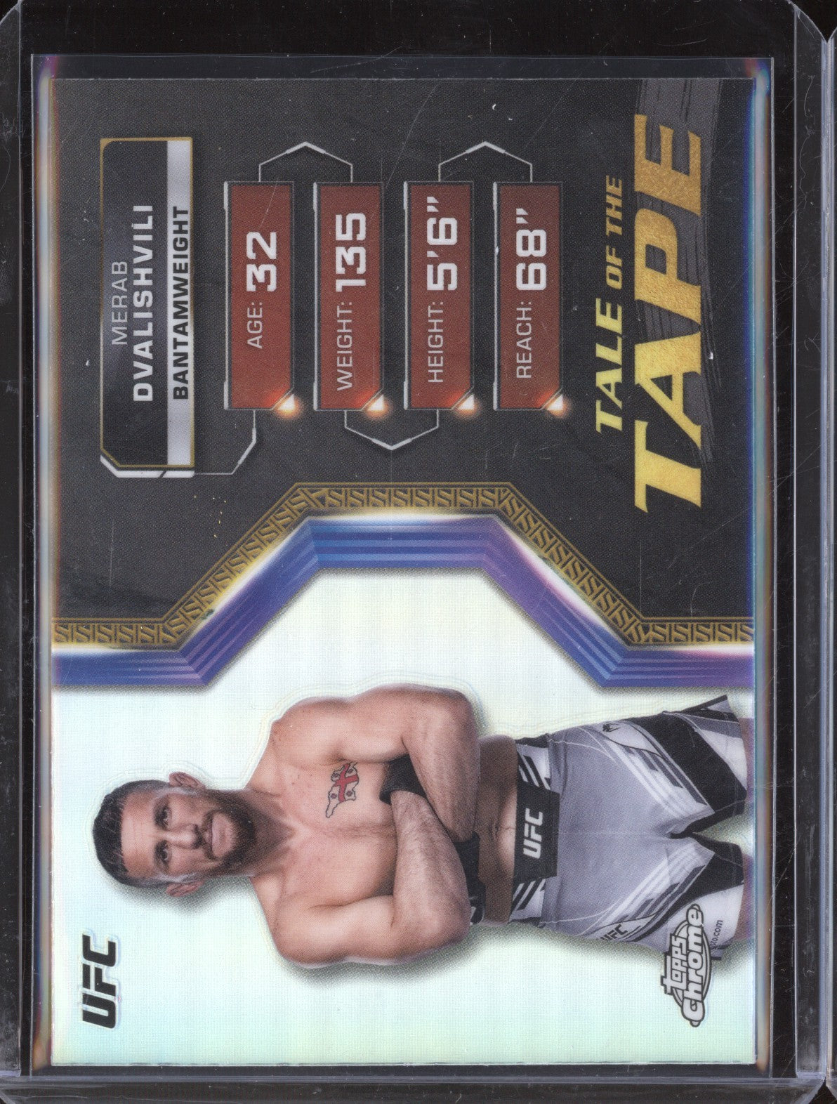 Merab Dvalishvili 2024 Topps Chrome UFC TFT-4 Tale of the Tape Refractor