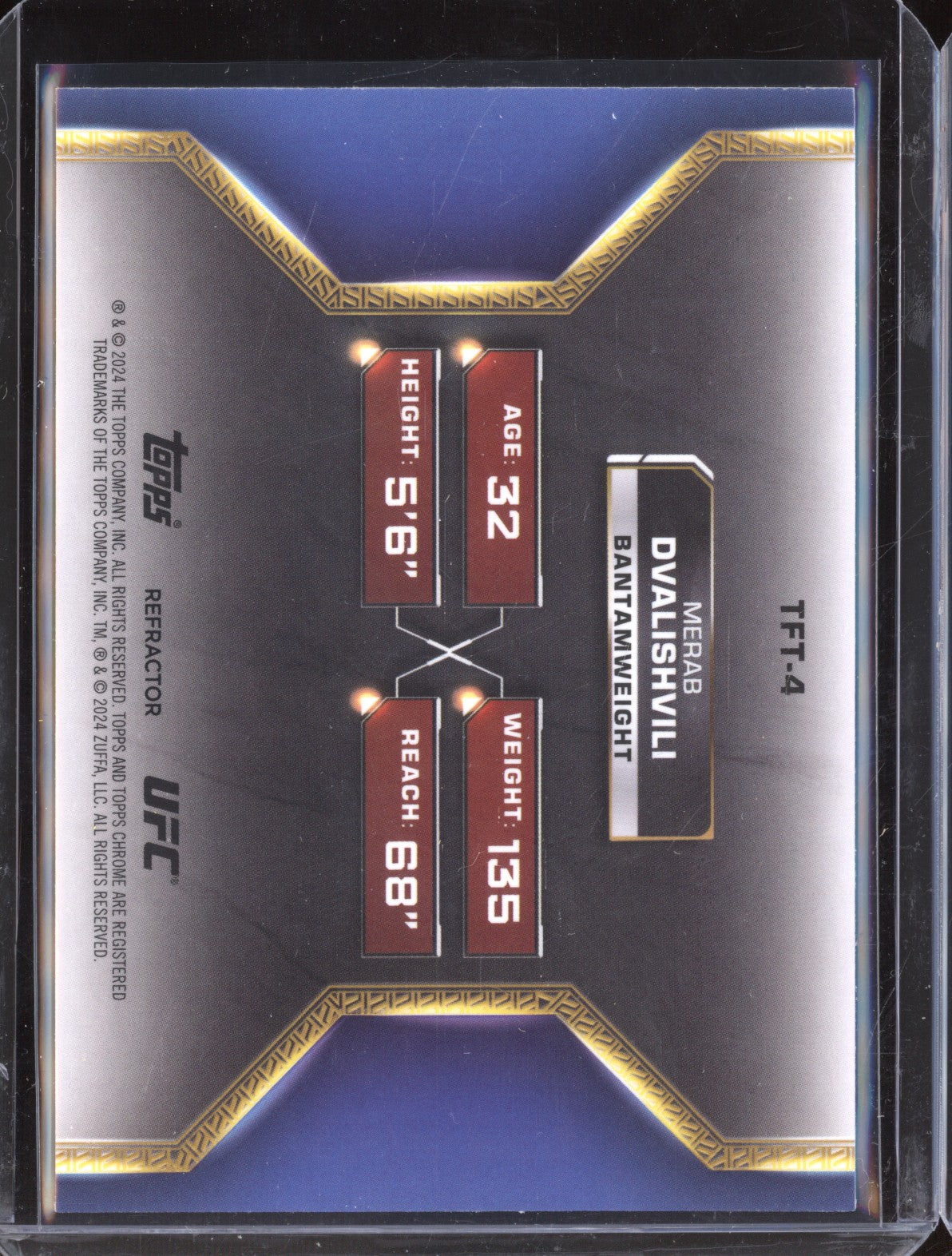 Merab Dvalishvili 2024 Topps Chrome UFC TFT-4 Tale of the Tape Refractor
