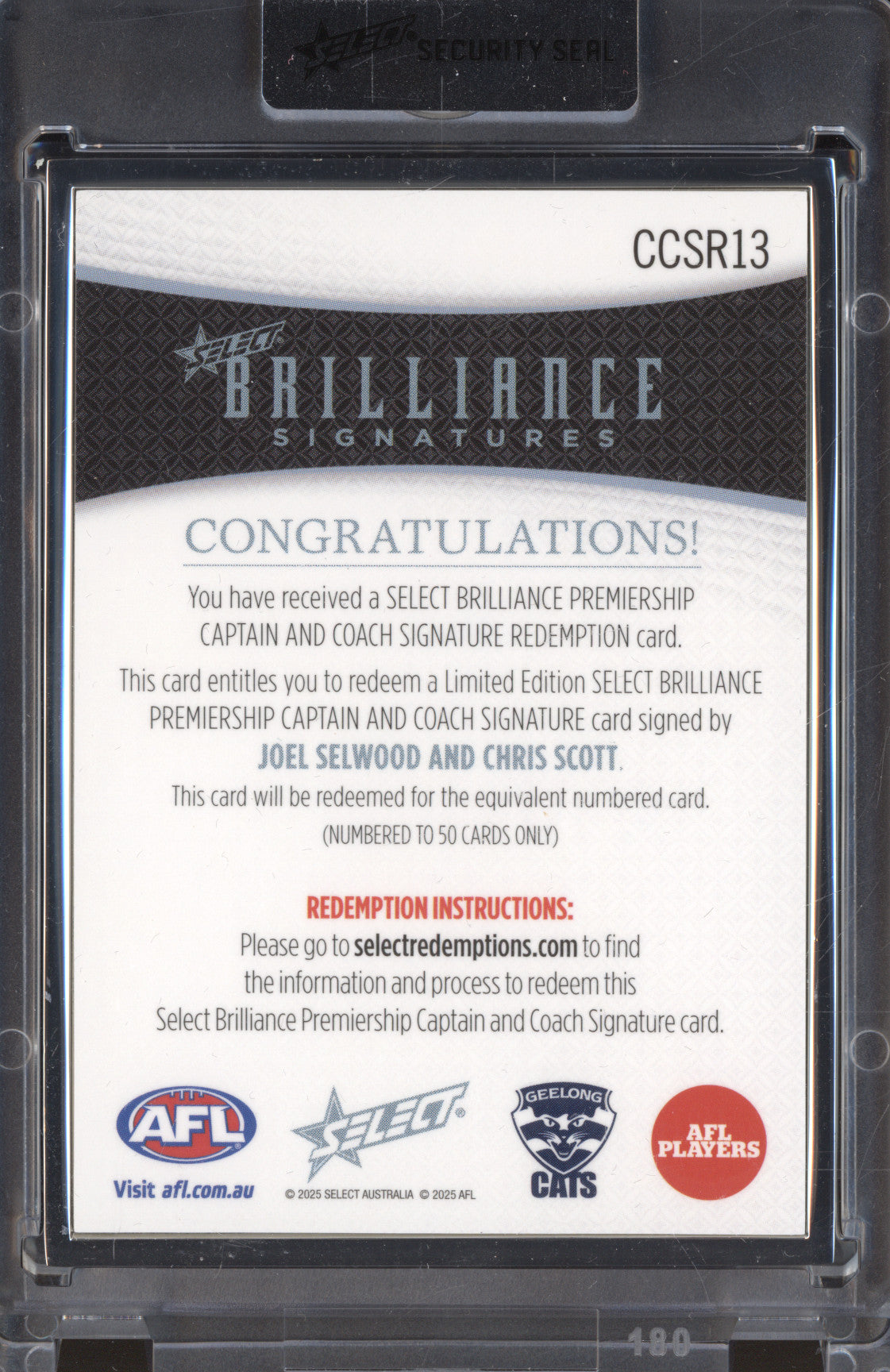 Selwood Scott 2025 Select Brilliance Signature CCSR13 Premiership Captain Coach