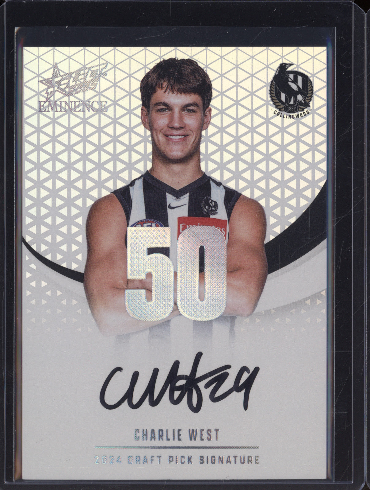 2025 AFL Select Eminence Draft Signature Platinum DPSP50 Charlie West