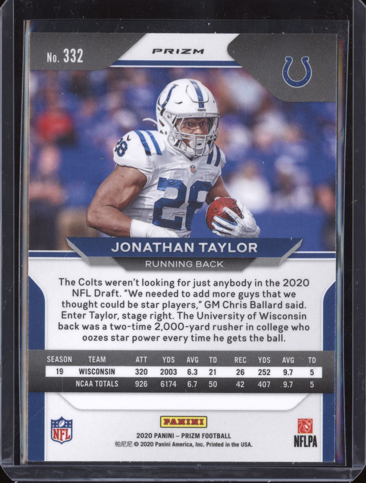 Jonathan Taylor 2020 Panini Prizm 332 Silver