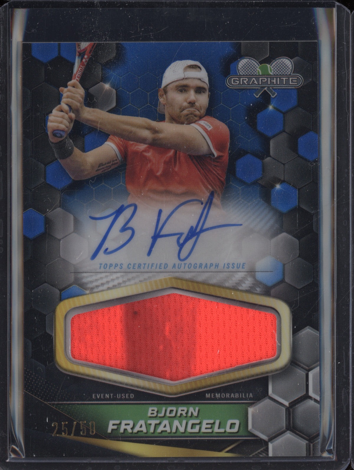 Bjorn Fratangelo 2024 Topps Graphite Tennis GSR-BFO Graphite Auto Relic Blue /50
