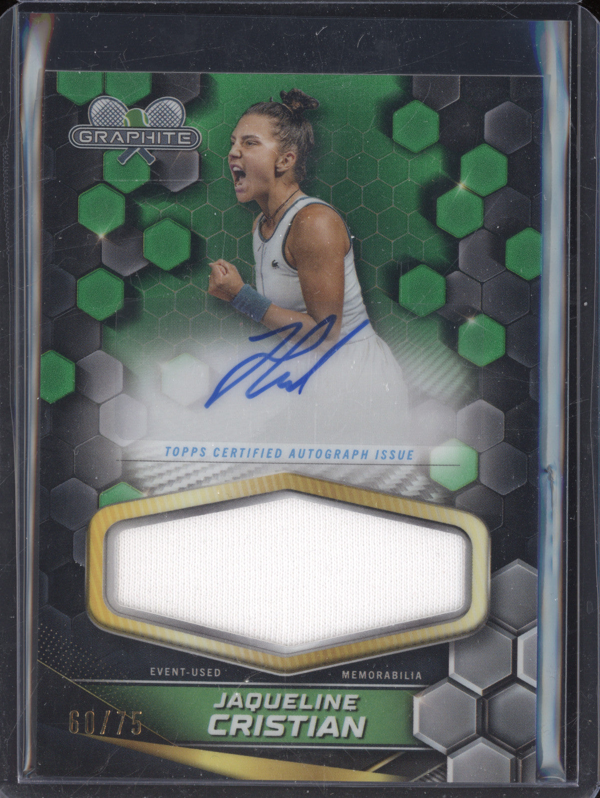 Jaqueline Cristian 2024 Topps Graphite Tennis GSR-JCN Auto Relic Green 60/75