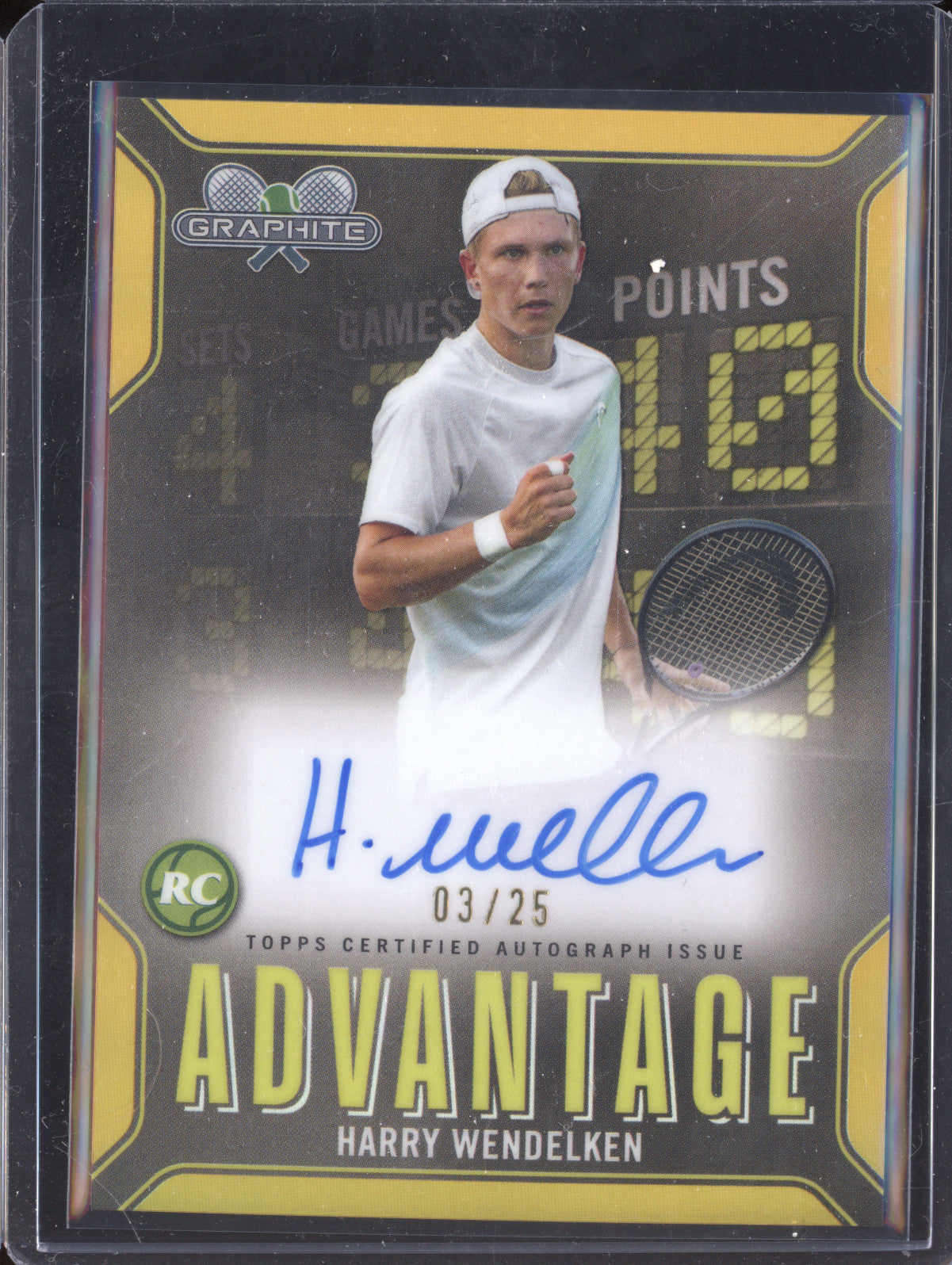 Harry Wendelken 2024 Topps Graphite Tennis AA-HW Advantage Auto Gold RC 3/25