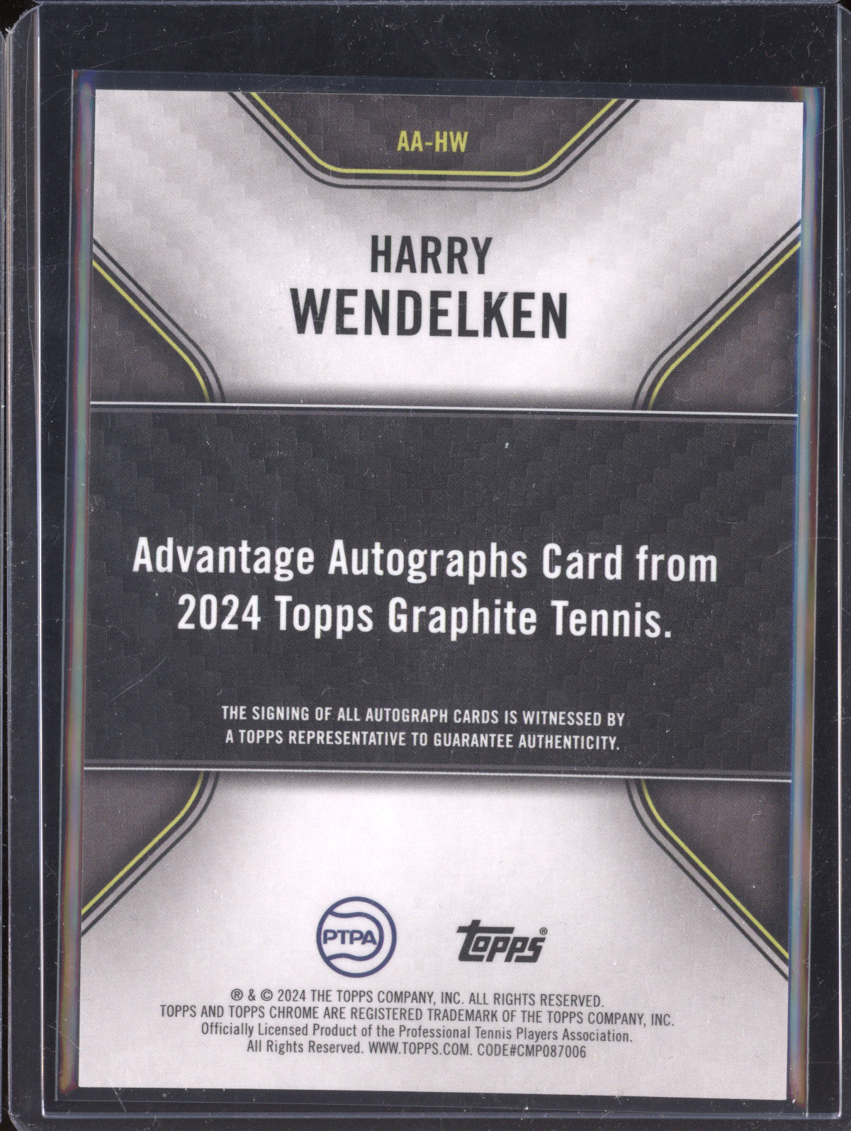 Harry Wendelken 2024 Topps Graphite Tennis AA-HW Advantage Auto Gold RC 3/25