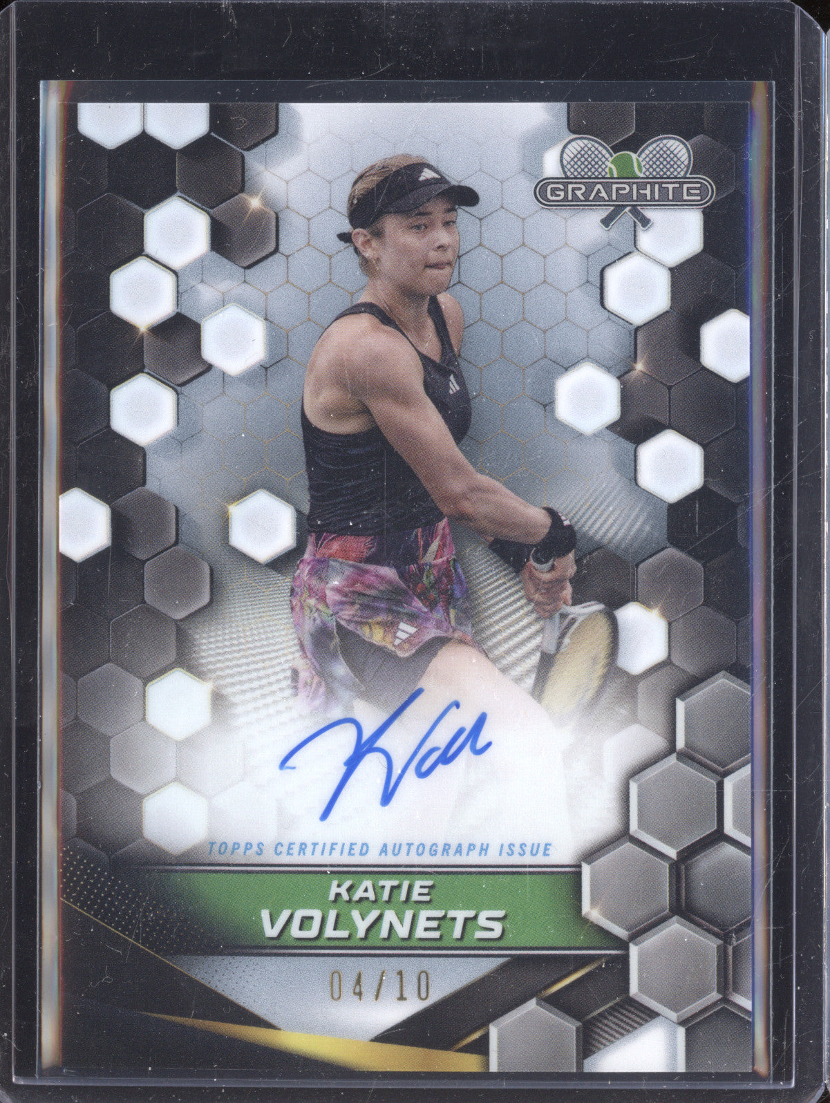 Katie Volynets 2024 Topps Graphite Tennis GS-KVS Graphite Auto White 4/10