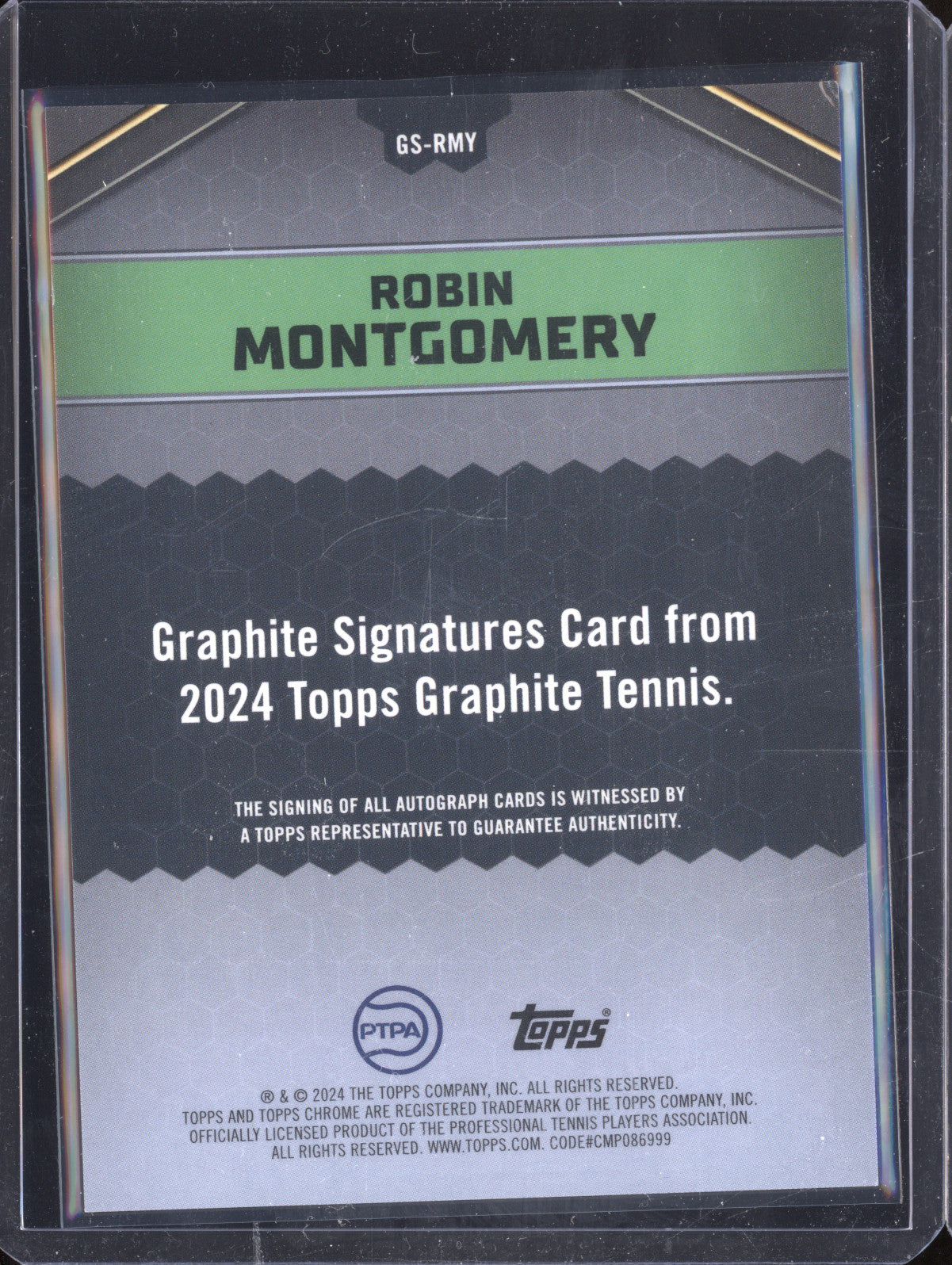 Robin Montgomery 2024 Topps Graphite Tennis GS-RMY Graphite Auto Blue 11/50