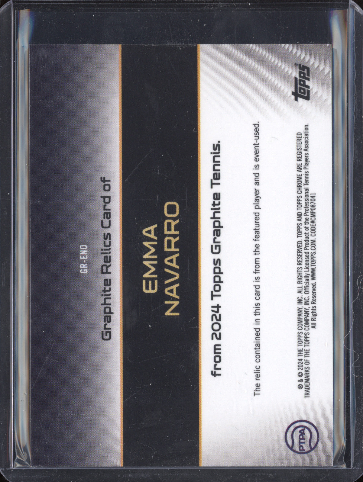 Emma Navarro 2024 Topps Graphite Tennis GR-ENO Graphite Relic