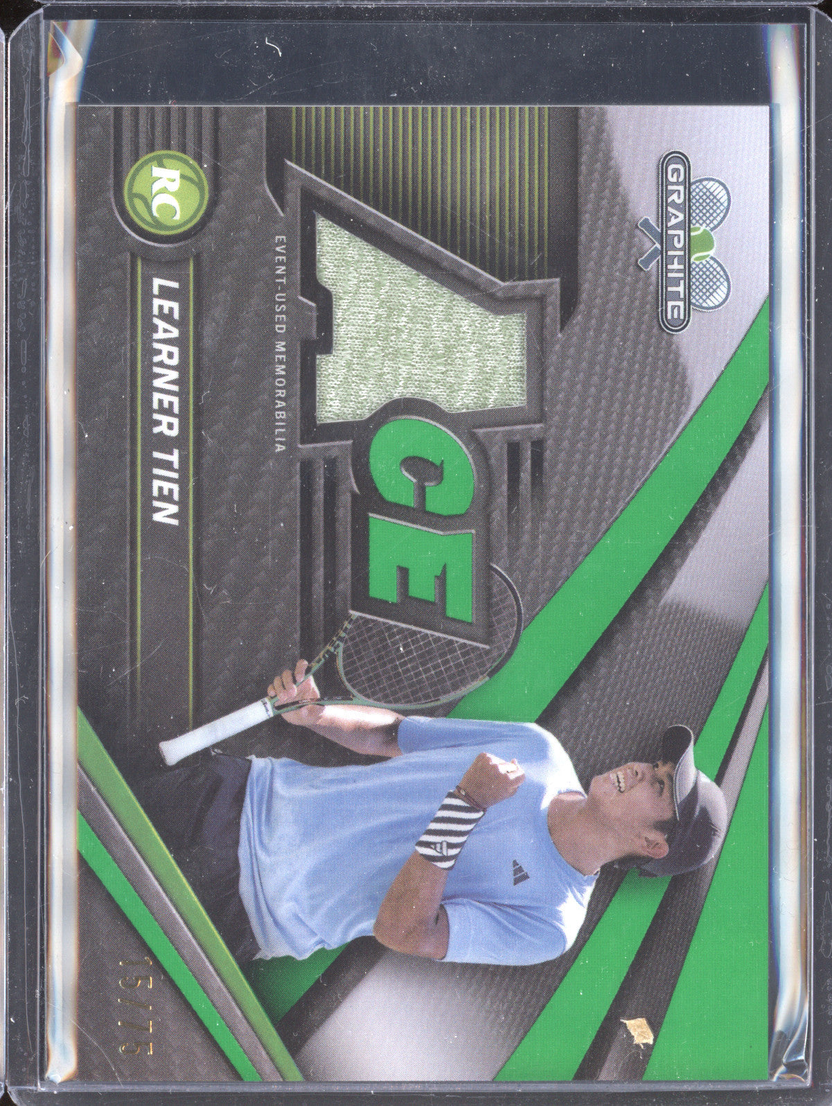 Learner Tien 2024 Topps Graphite Tennis AR-LTN Ace Relic Green RC 15/75