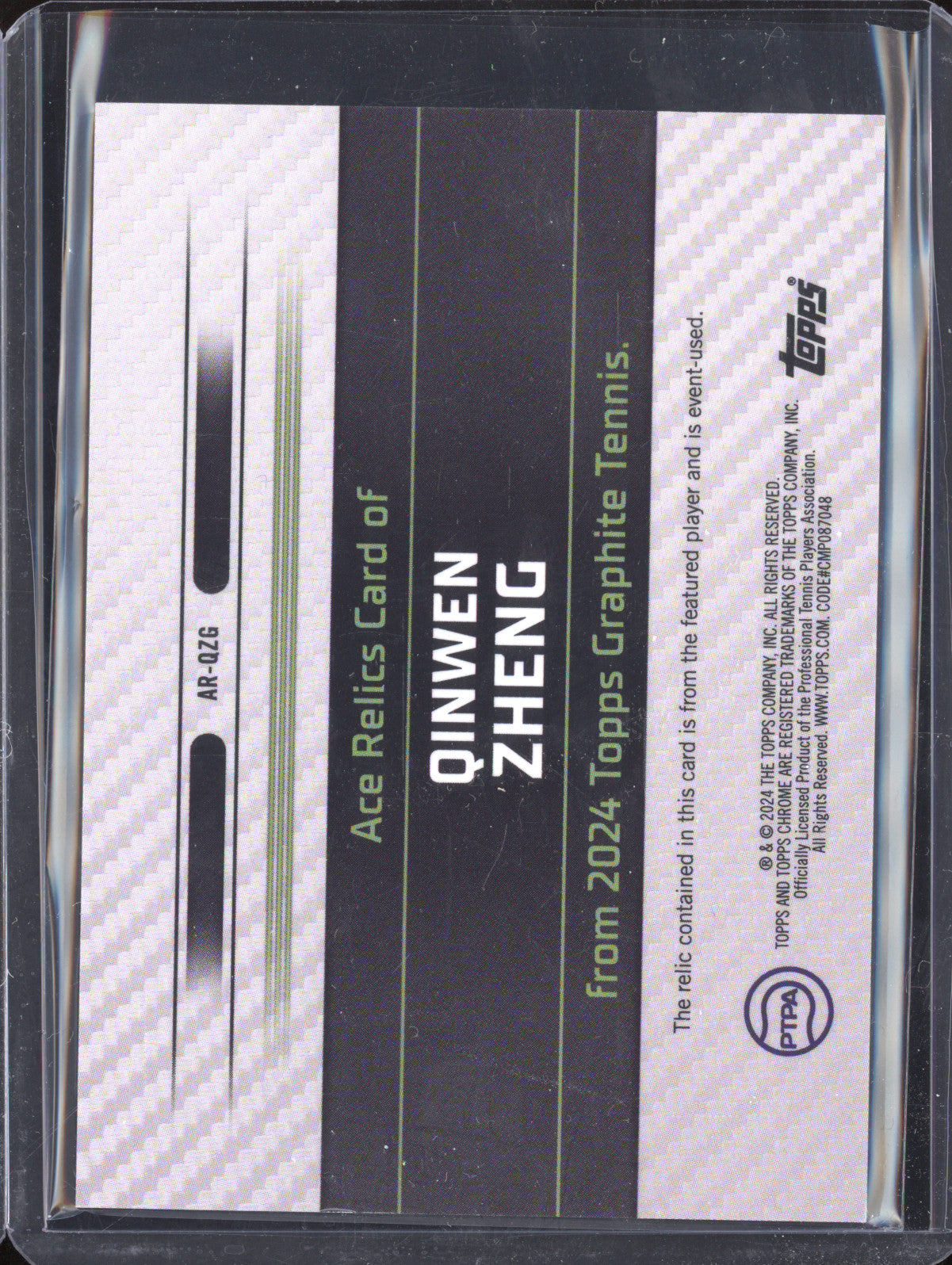 Qinwen Zheng 2024 Topps Graphite Tennis AR-QZG Ace Relic Green 42/75