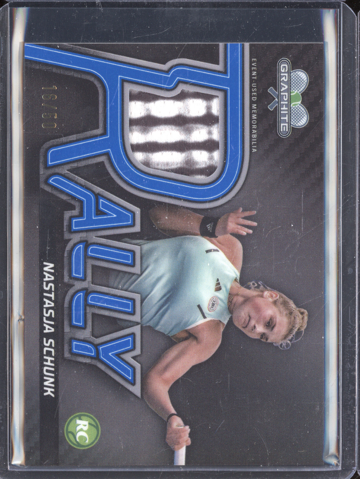Nastasja Schunk 2024 Topps Graphite Tennis RR-NSK Rally Relic Blue RC 16/50