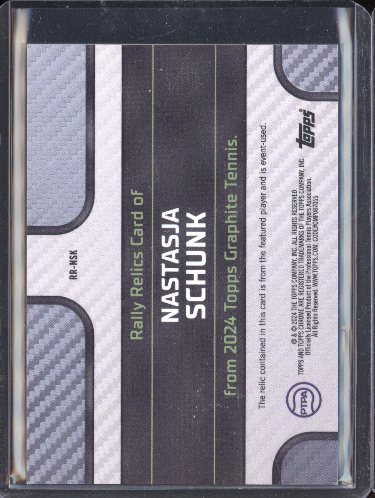 Nastasja Schunk 2024 Topps Graphite Tennis RR-NSK Rally Relic Blue RC 16/50