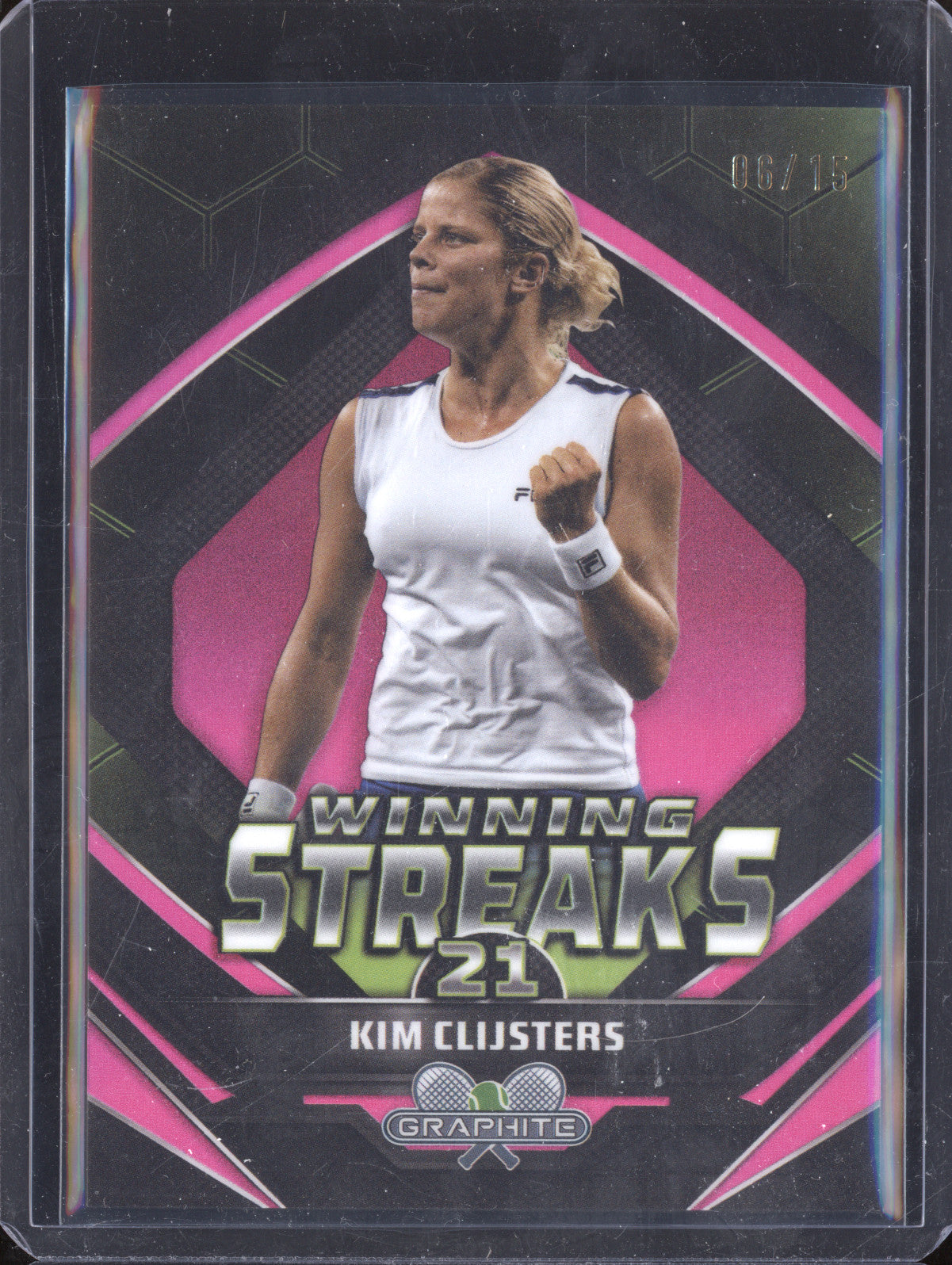 Kim Clijsters 2024 Topps Graphite Tennis WS-KC Winning Streaks Pink 6/15