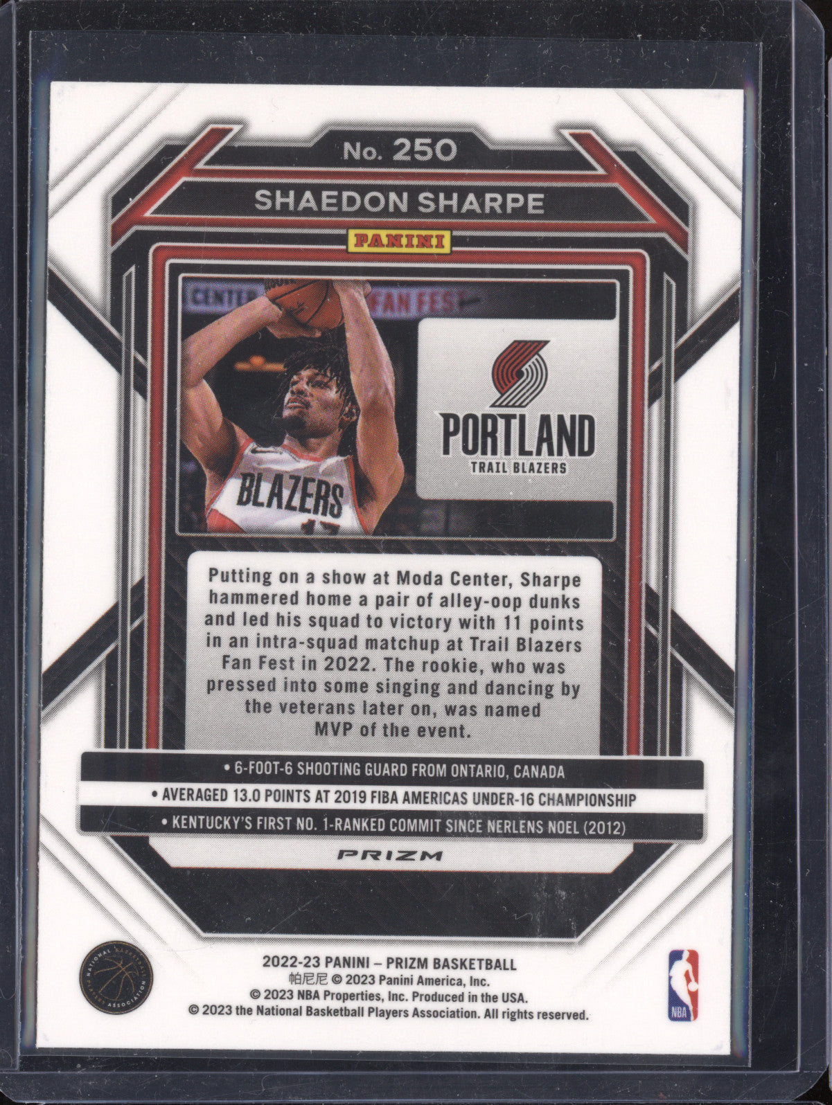 Shaedon Sharpe 2022-23 Panini Prizm 250 Silver RC