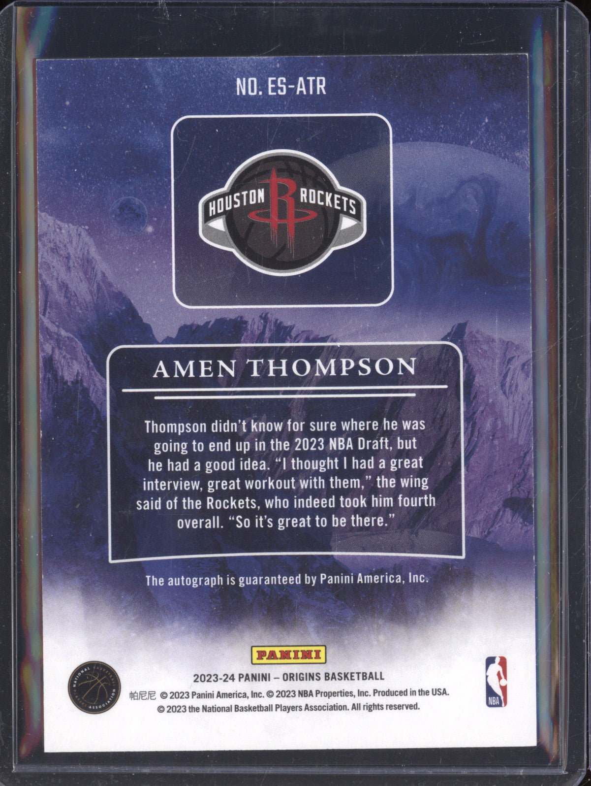 Amen Thompson 2023-24 Panini Origins ES-ATR Elevation Auto Red RC 30/49