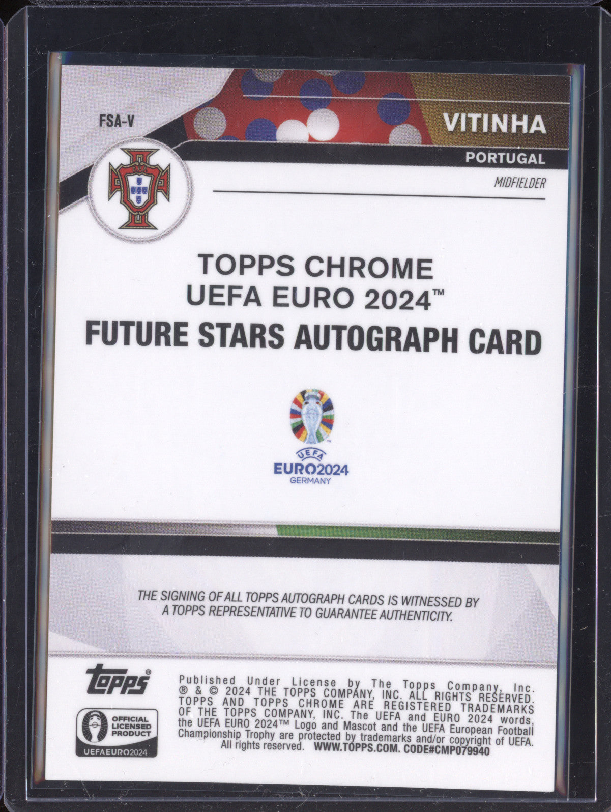 Vitinha 2024 Topps Chrome Euro FSA-V Future Stars Auto Blue Lava 1/75