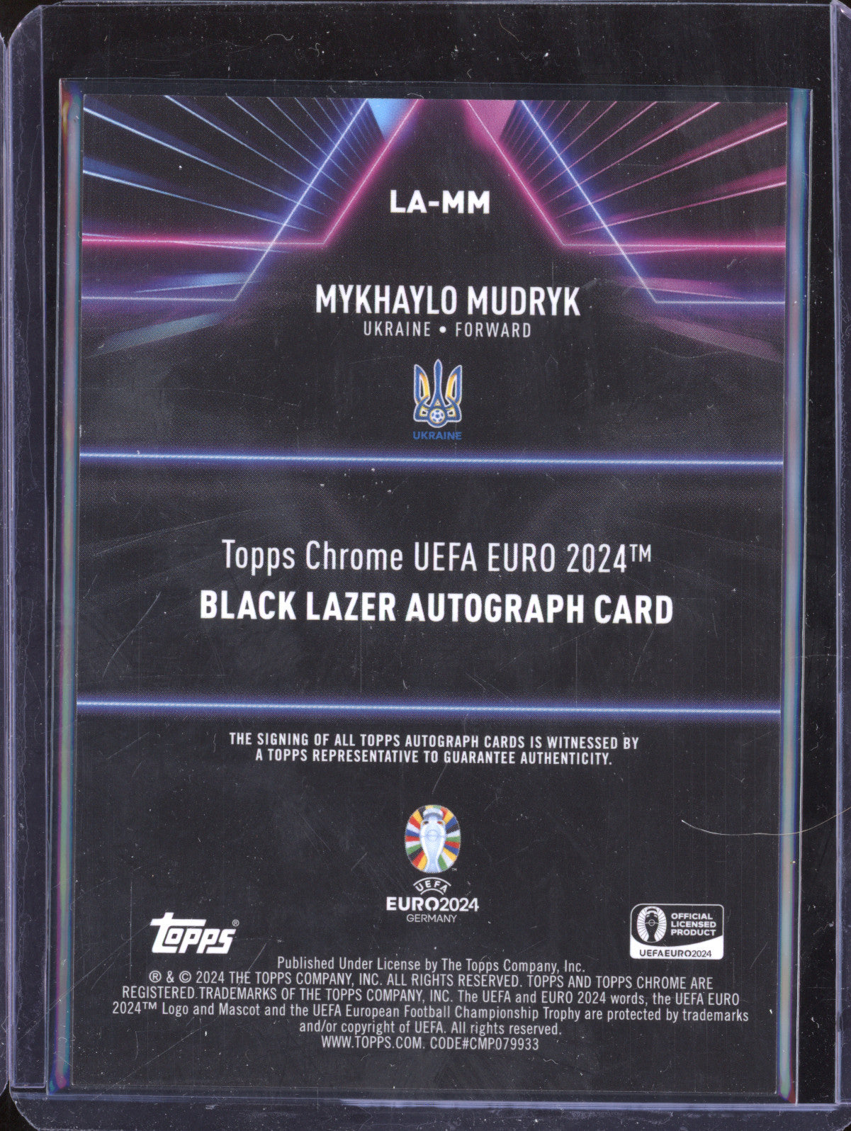 Mykhaylo Mudryk 2024 Topps Chrome Euro LA-MM Black Lazer Auto