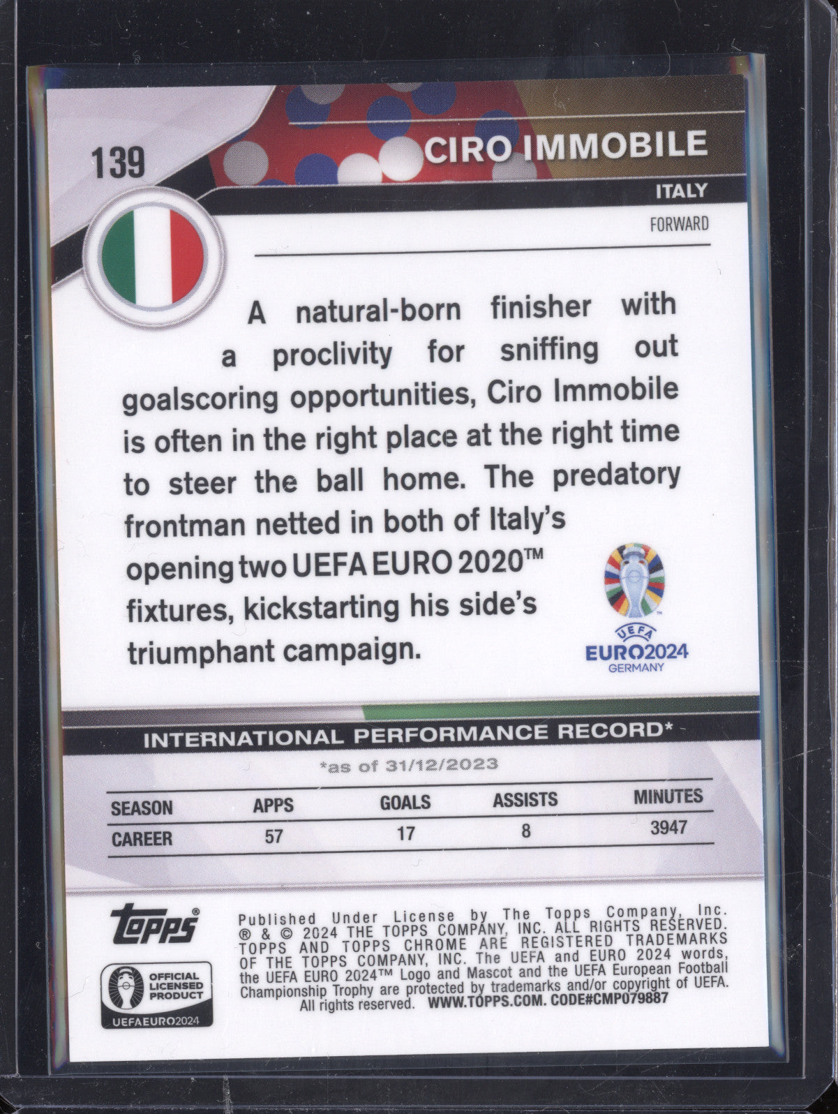 Ciro Immobile 2024 Topps Chrome Euro 139 XI VIII/XI