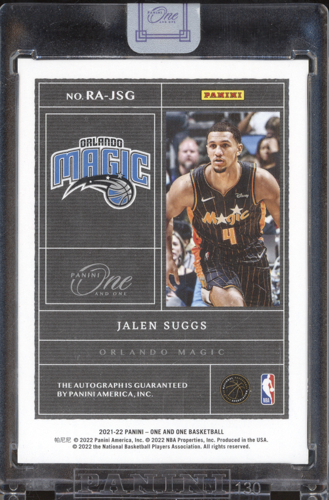 Jalen Suggs 2021-22 Panini One and One RA-JSG Rookie Auto Blue RC 4/99