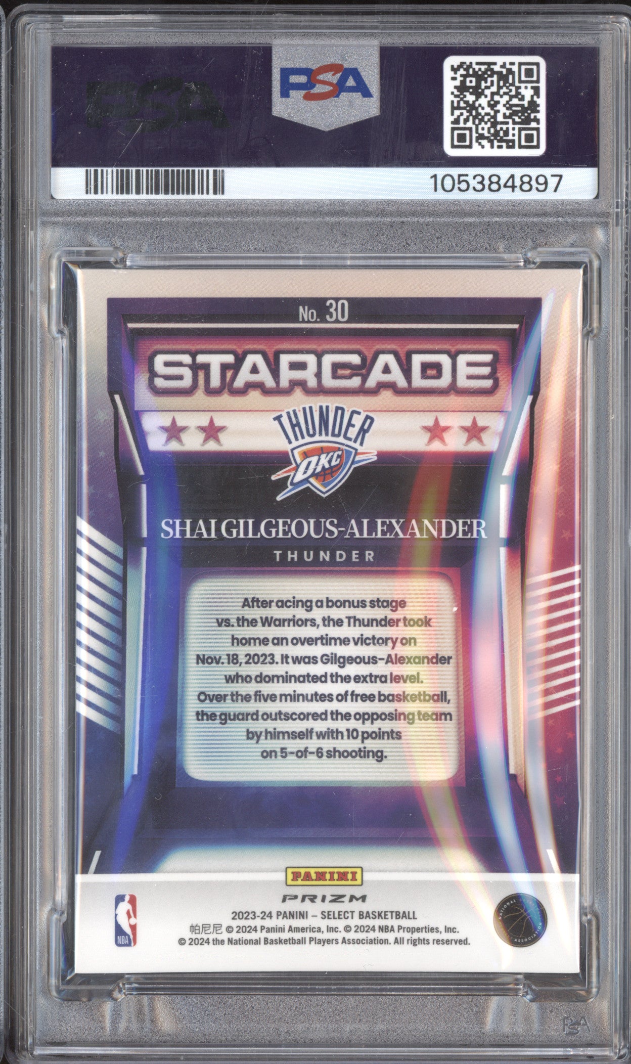 Shai Gilgeous-Alexander 2023-24 Panini Select 30 Starcade PSA 8