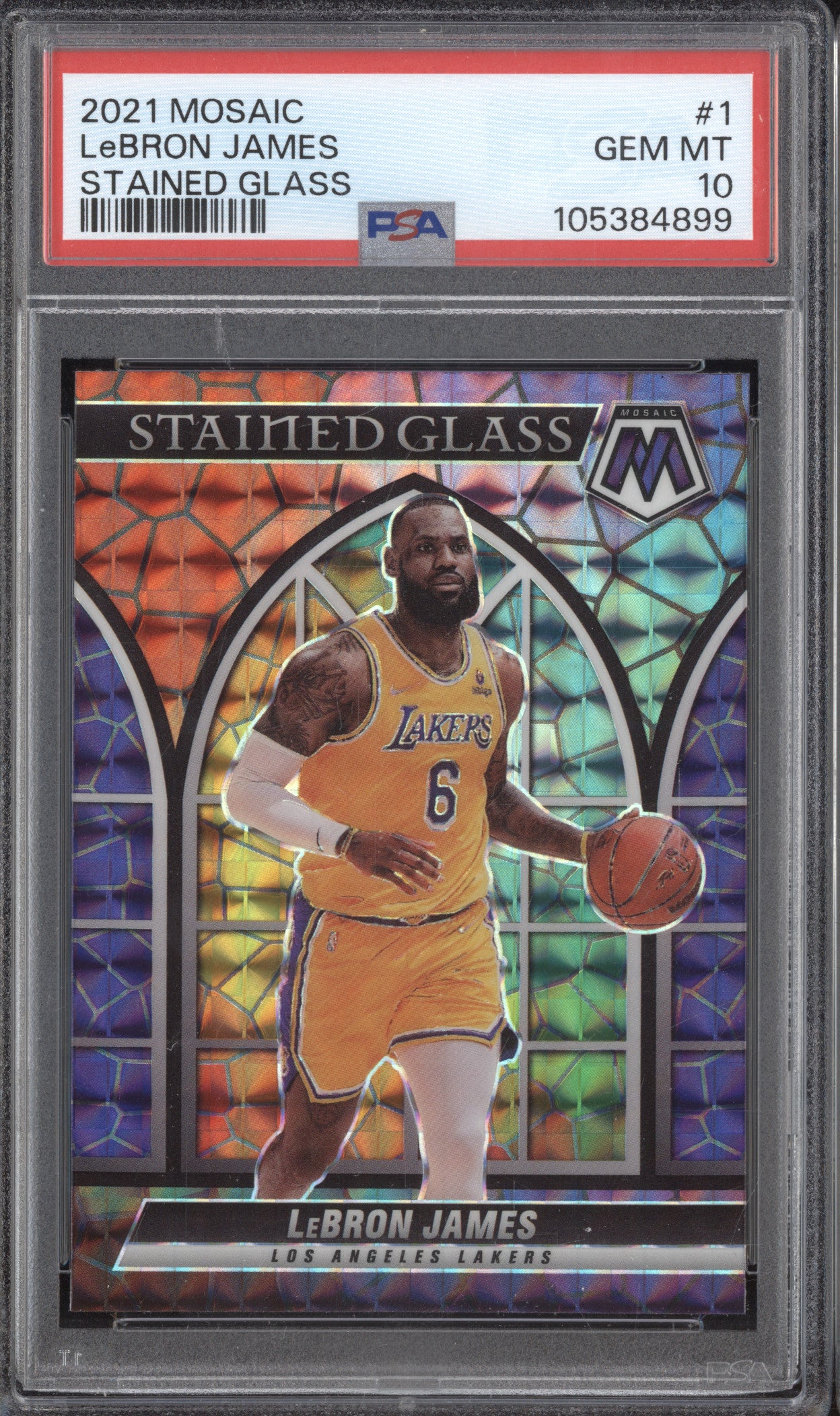 LeBron James 2021-22 Panini Mosaic 1 Stained Glass PSA 10