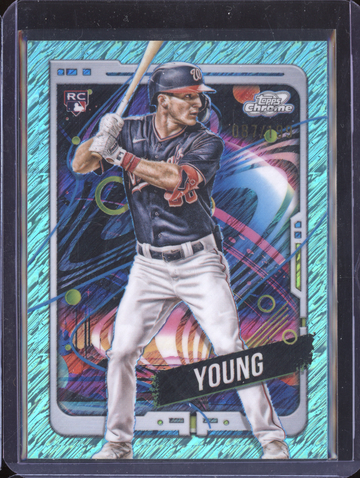 Jacob Young 2024 Topps Cosmic Chrome 193 Aqua Equinox Refractor RC 87/199