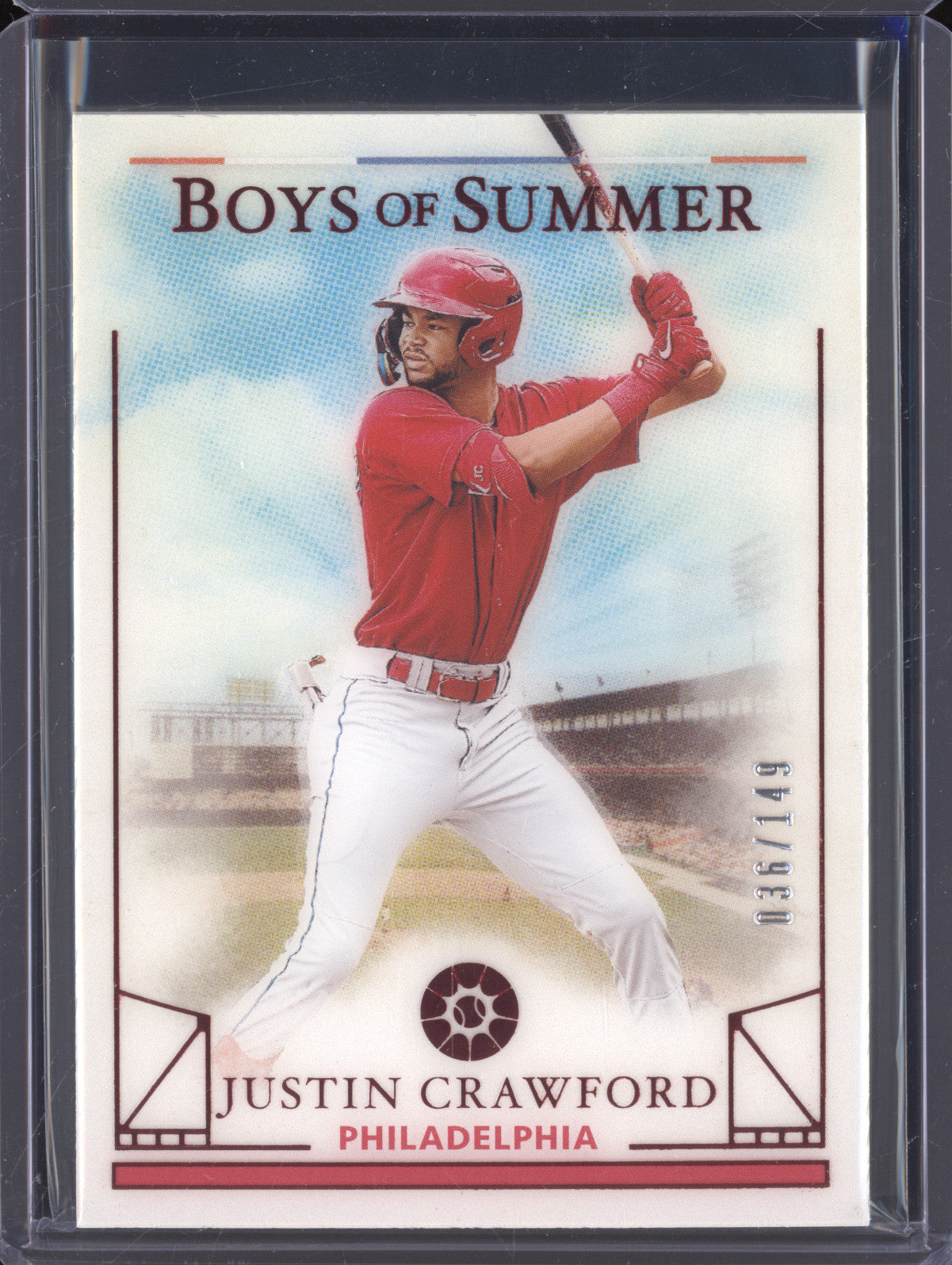Justin Crawford 2024 Panini Boys of Summer 62 Red 36/149