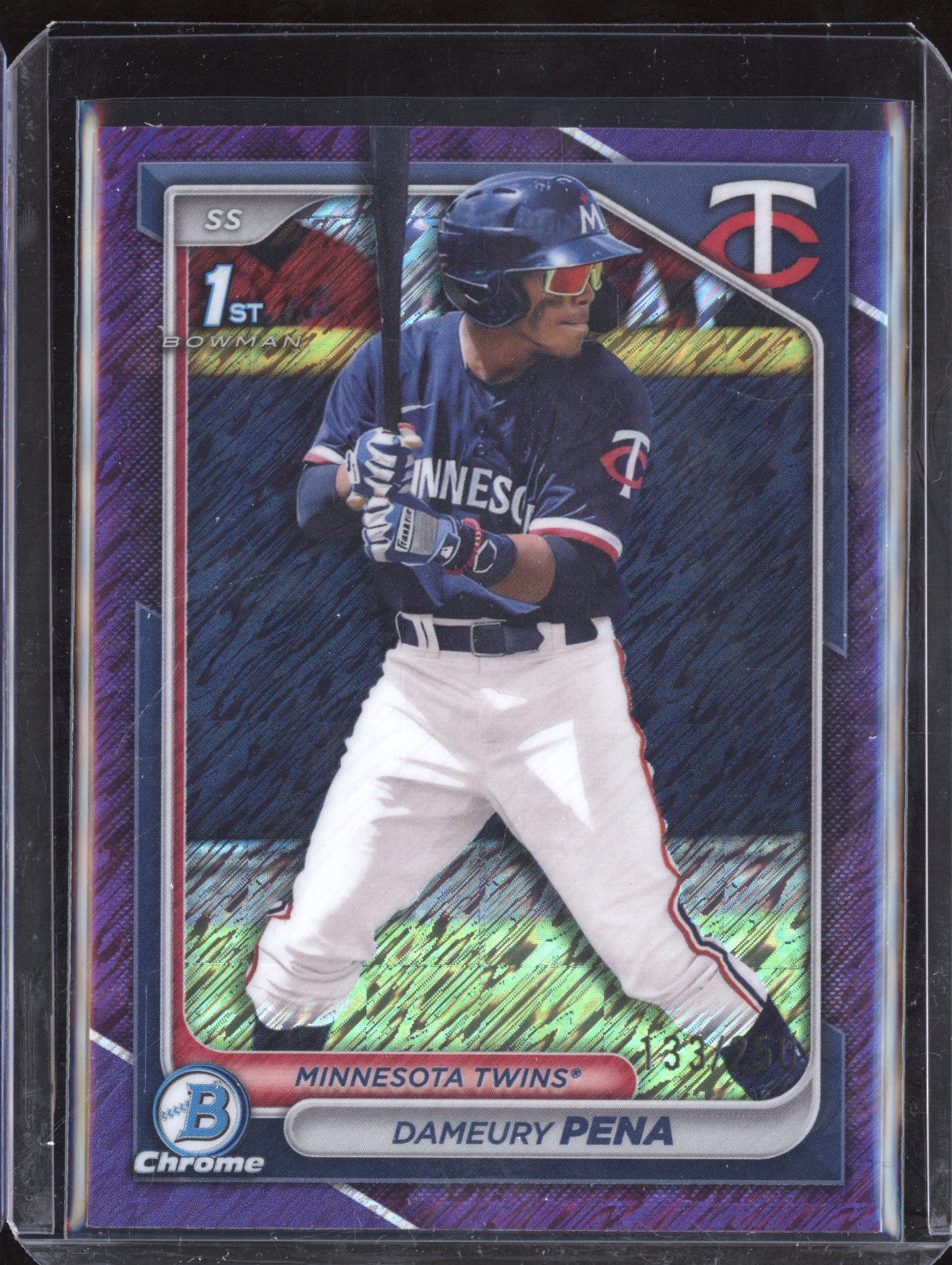 Dameury Pena 2024 Bowman Chrome BCP-167 Purple Shimmer Refractor 1st RC 133/250