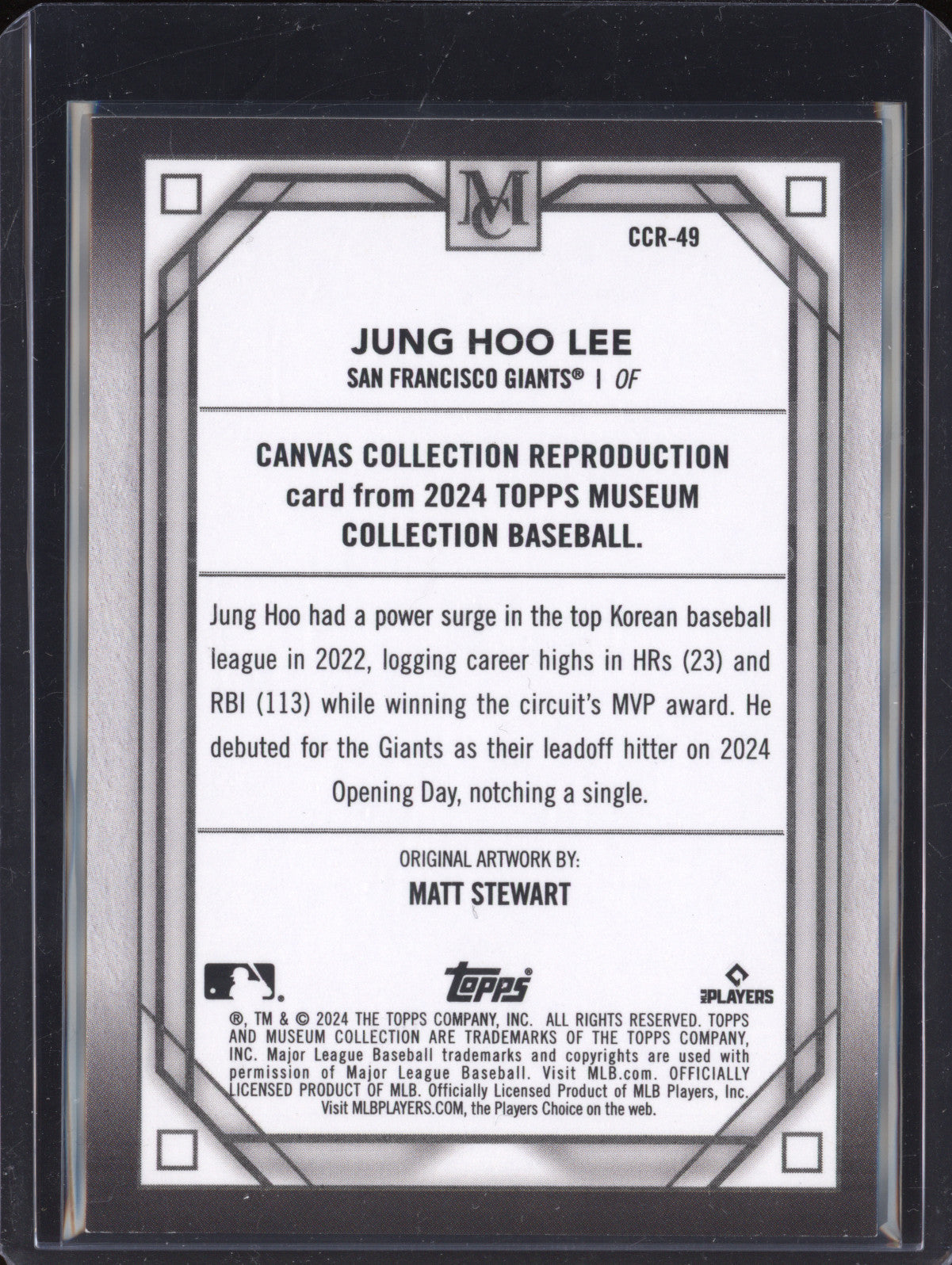 Jung Hoo Lee 2024 Topps Museum Collection CCR-49 Canvas Collection RC