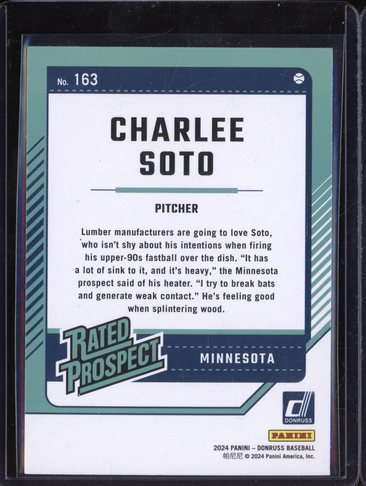 Charlee Soto 2024 Panini Donruss 163 Holo RC