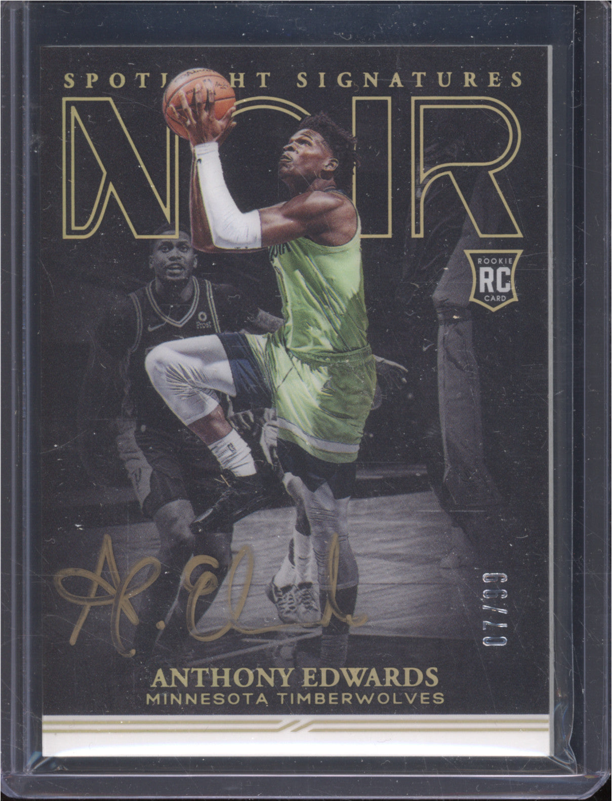 Anthony Edwards 2020 Panini Noir SSV-AED Spotlight Signatures RC 07/99