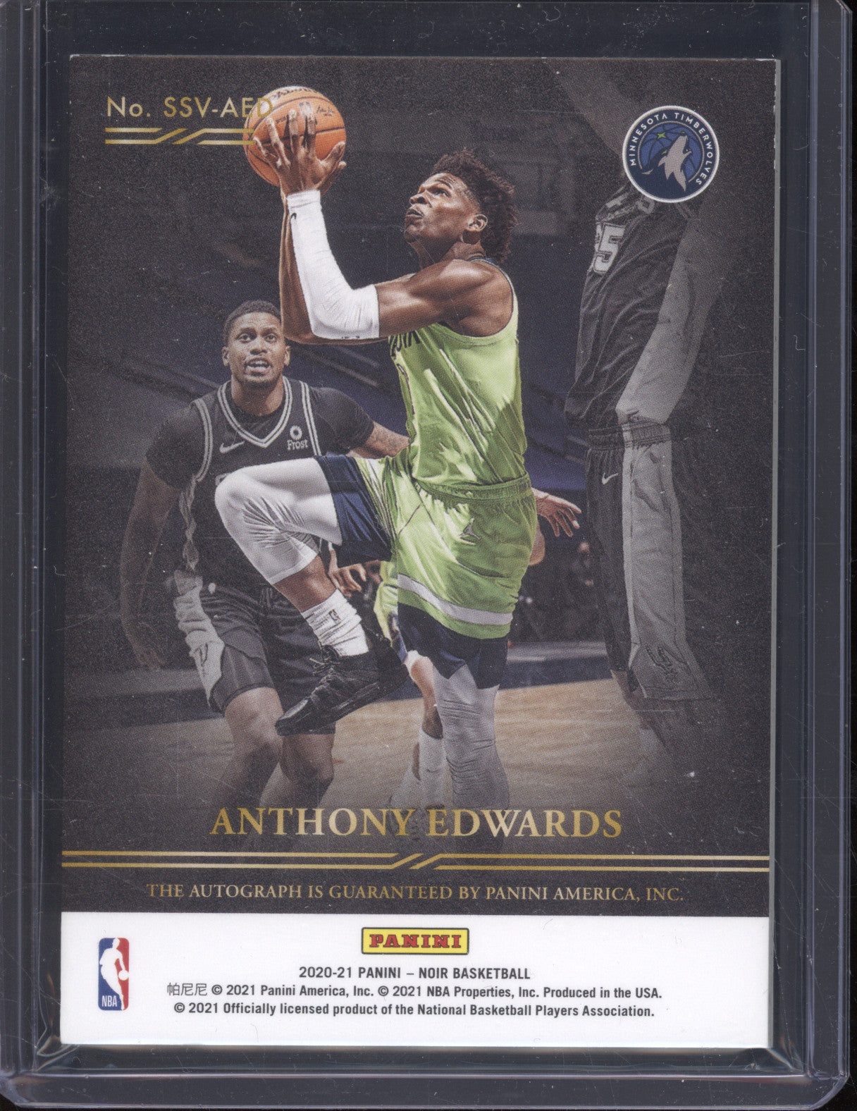 Anthony Edwards 2020 Panini Noir SSV-AED Spotlight Signatures RC 07/99