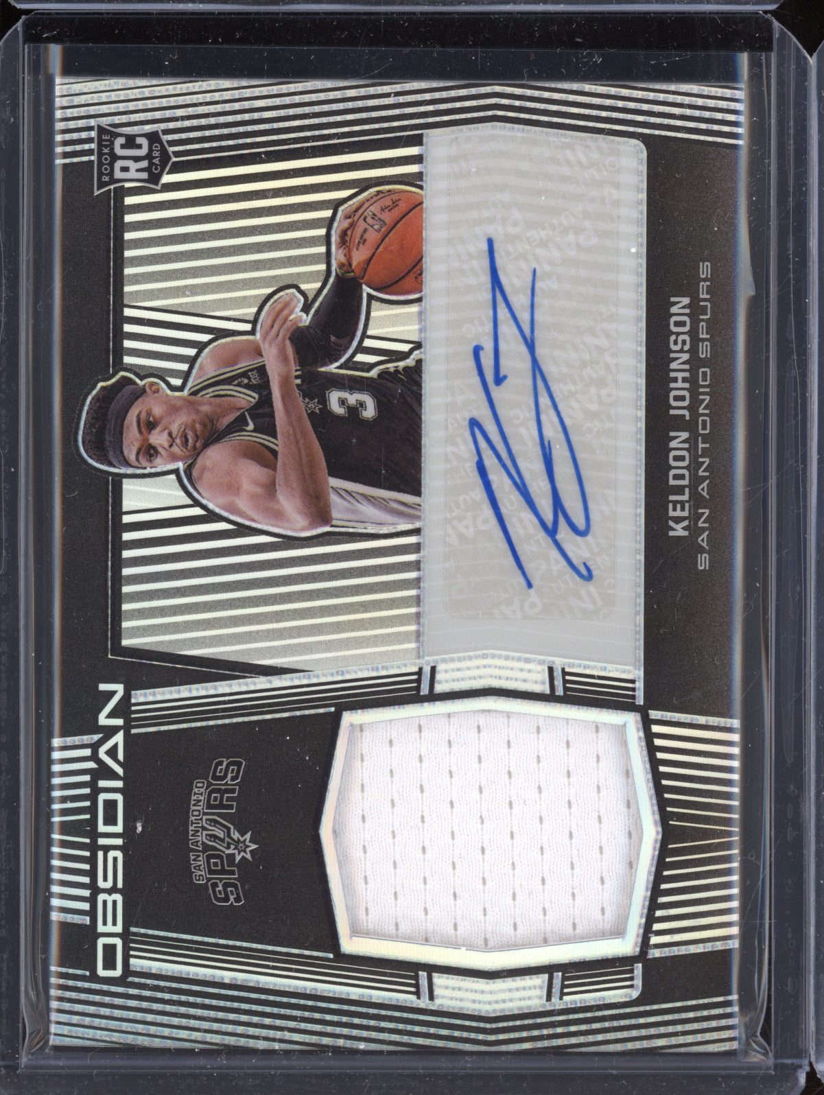 Keldon Johnson 2019-20 Panini Obsidian 214 Rookie Jersey Auto RC 30/99
