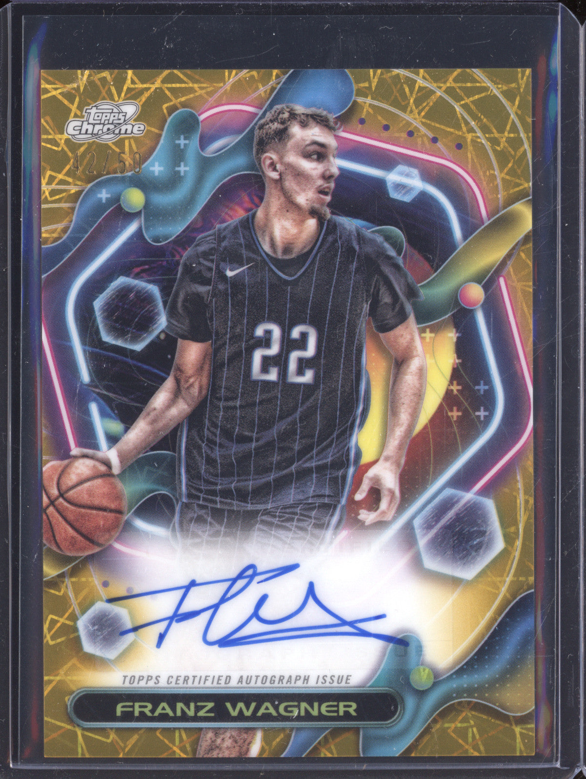 Franz Wagner 2023-24 Topps Cosmic Chrome CCAV-FW Gold Interstellar Auto 42/50