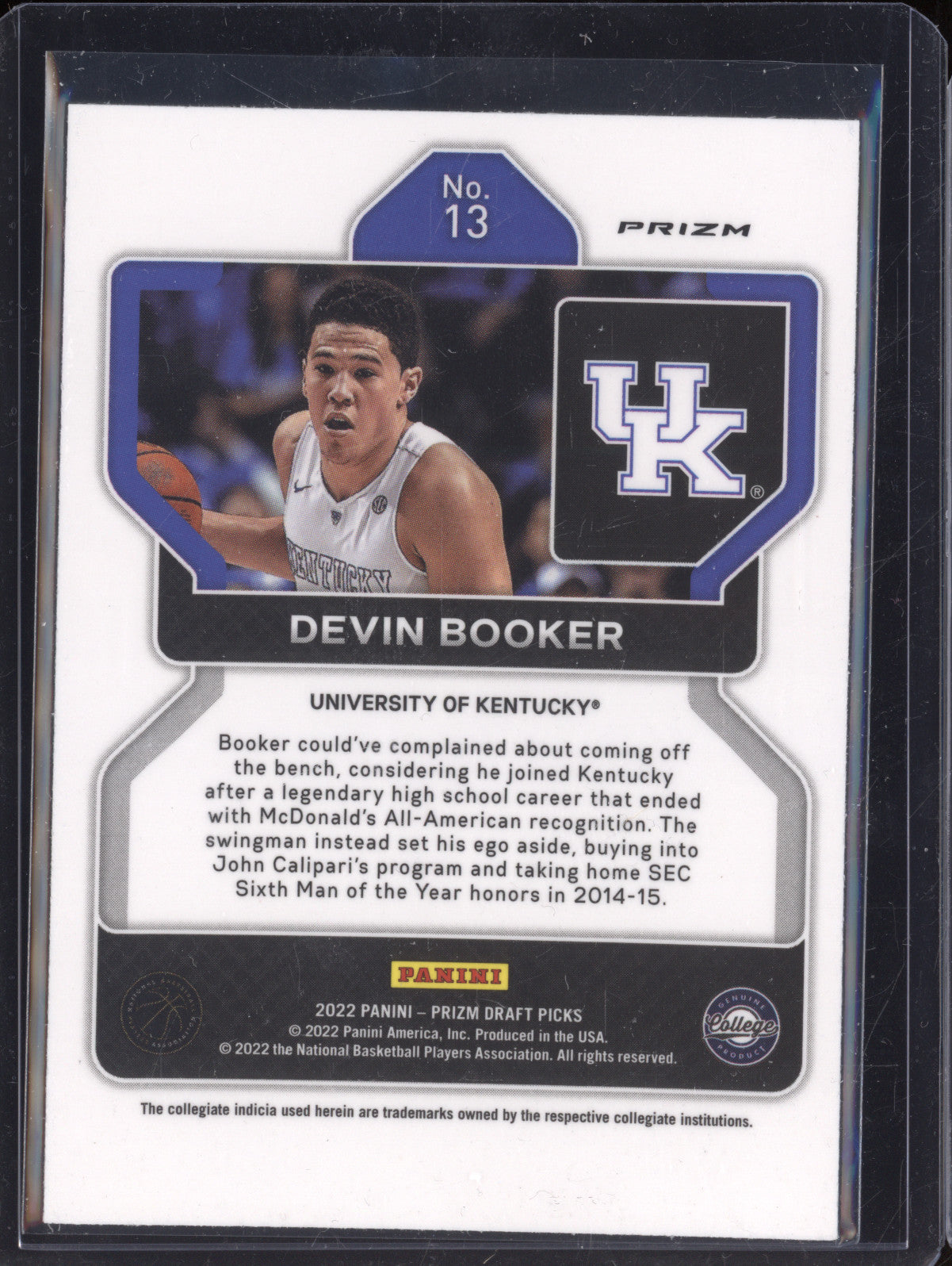 Devin Booker 2022 Panini Prizm Draft Picks 13 Venom