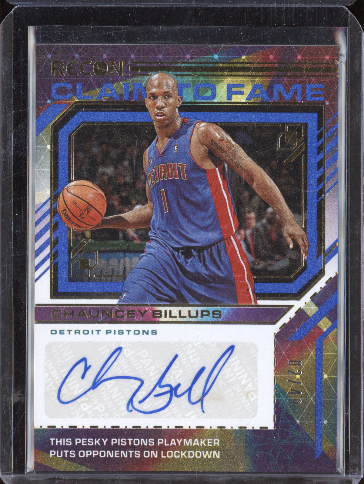 Chanucey Billups 2021-22 Panini Recon CFS-CBU Claim to Fame Auto Blue 2/49