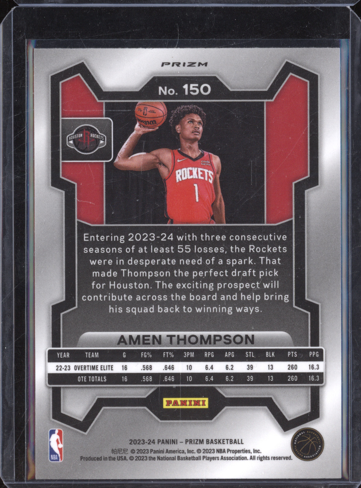 Amen Thompson 2023-24 Panini Prizm 150 Silver RC