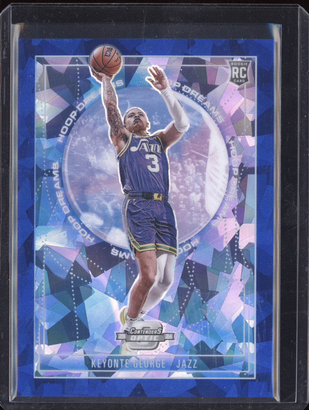 Keyonte George 2023-24 Panini Contenders Optic 4 Hoop Dreams Blue Ice RC /75