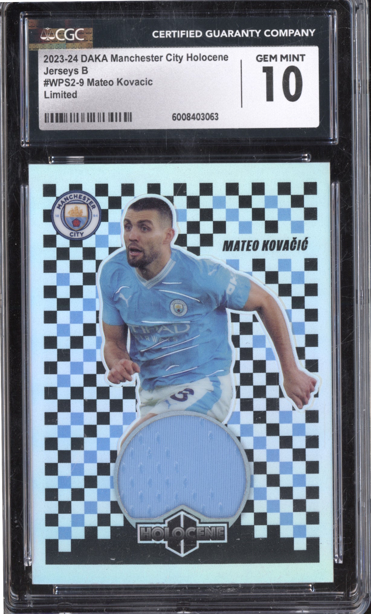 Mateo Kovacic 2023-24 DAKA Manchester City Holocene WPS2-9 Jersey 5/50 CGC 10