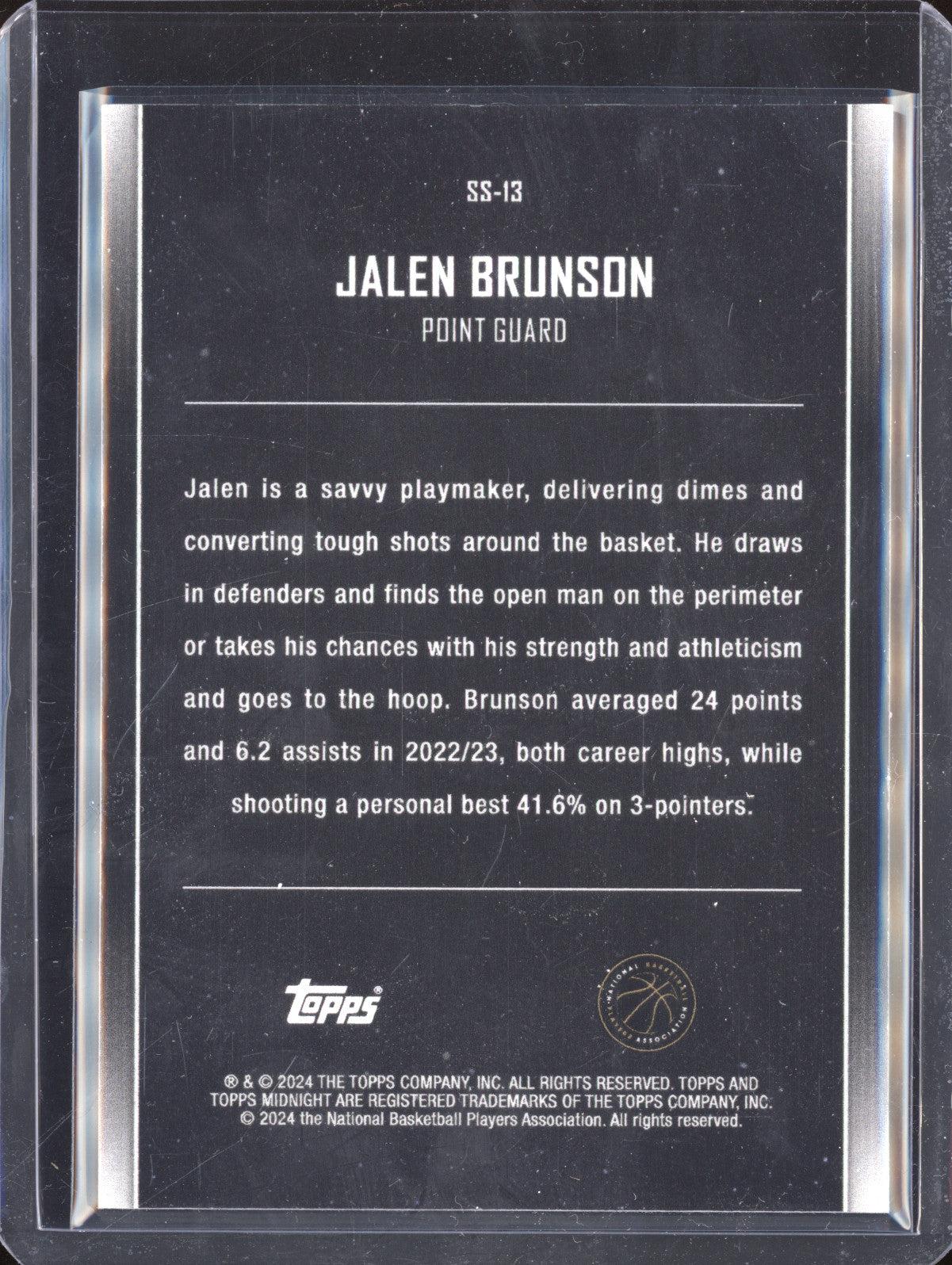 Jalen Brunson 2023-24 Topps Midnight SS-13 Moon Beam