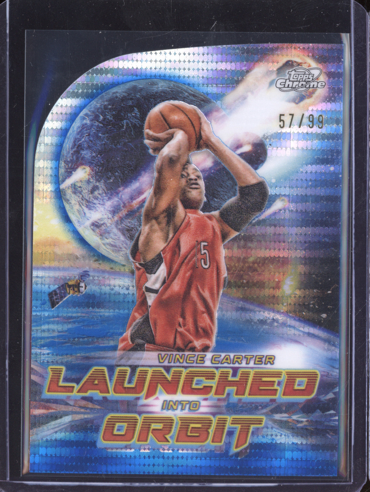 Vince Carter 2023-24 Topps Cosmic Chrome Launched into Orbit Blue Moon 57/99