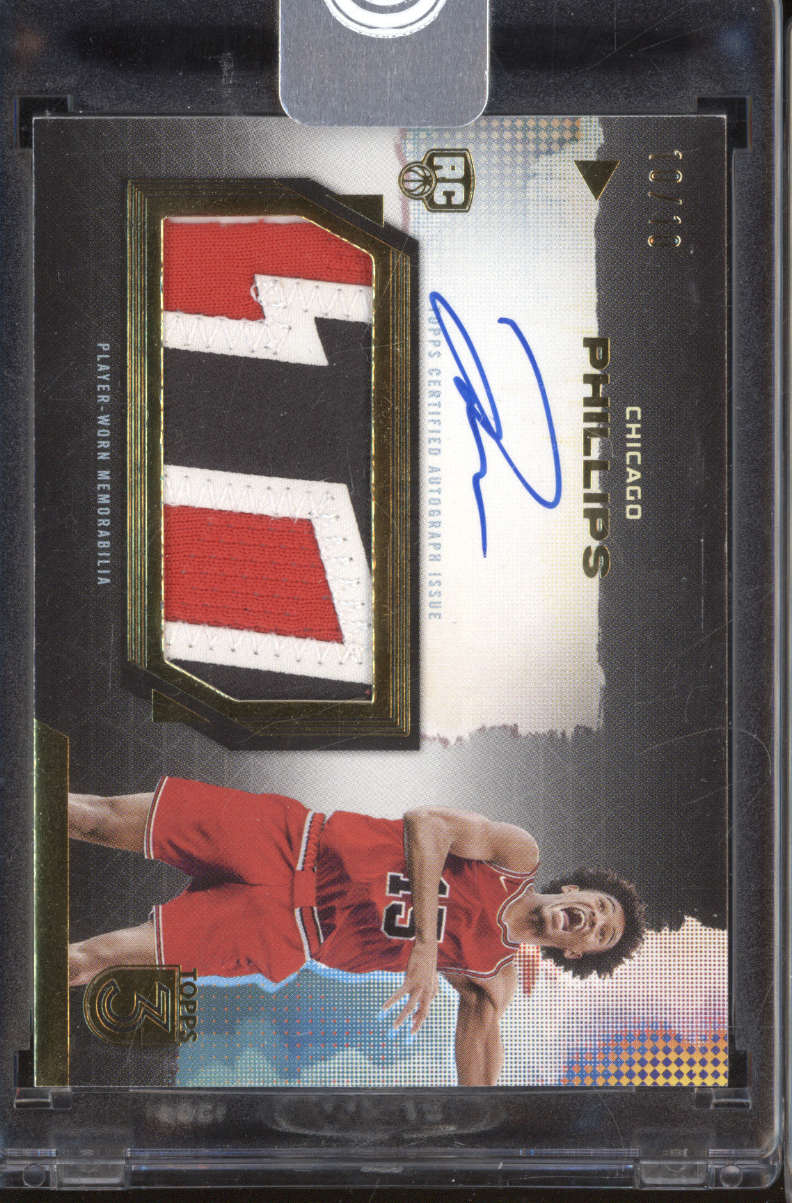 Julian Phillips 2023-24 Topps 3 RRA-JP Rookie Relics Auto Prime Gold RC 10/10